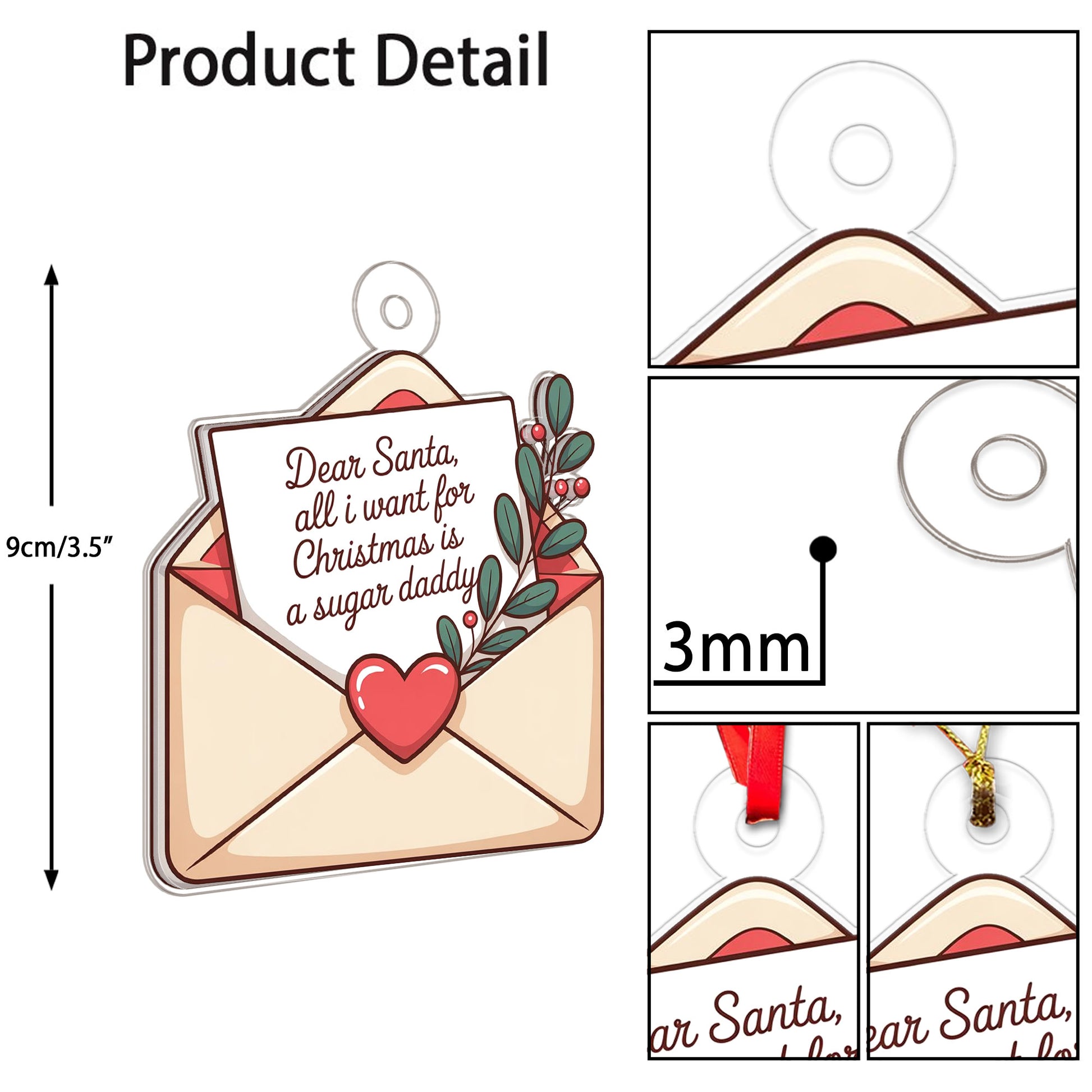 Personalized All I Want For Christmas Envelope Letter Ornament, Funny Ornament, Envelope to Santa Ornament,Christmas Wishlist Envelope