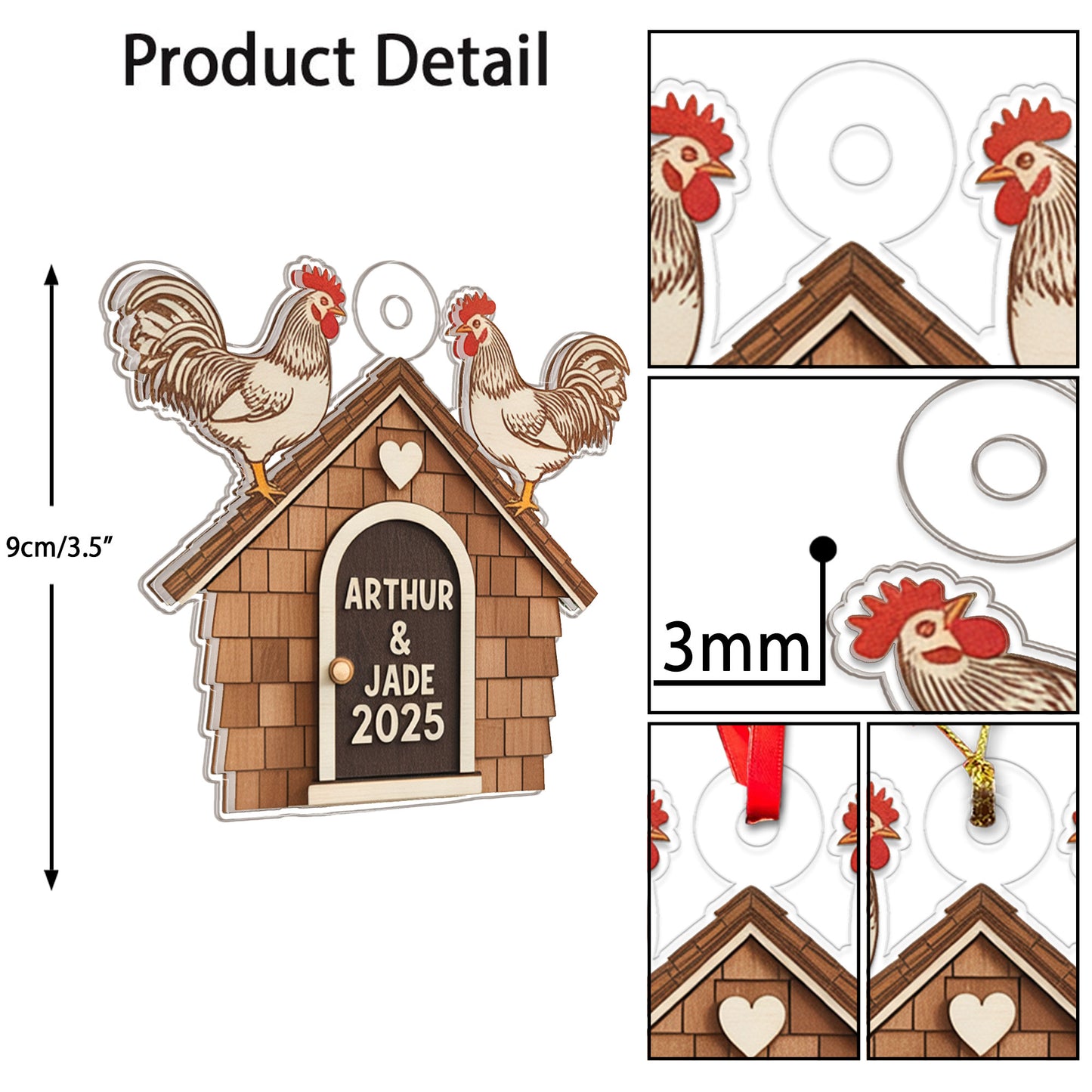 Personalized Chicken Coop Christmas Ornament, Custom Farm with Chickens, Rustic Holiday Tree Decor, Farming Ornament, Farmer Gift