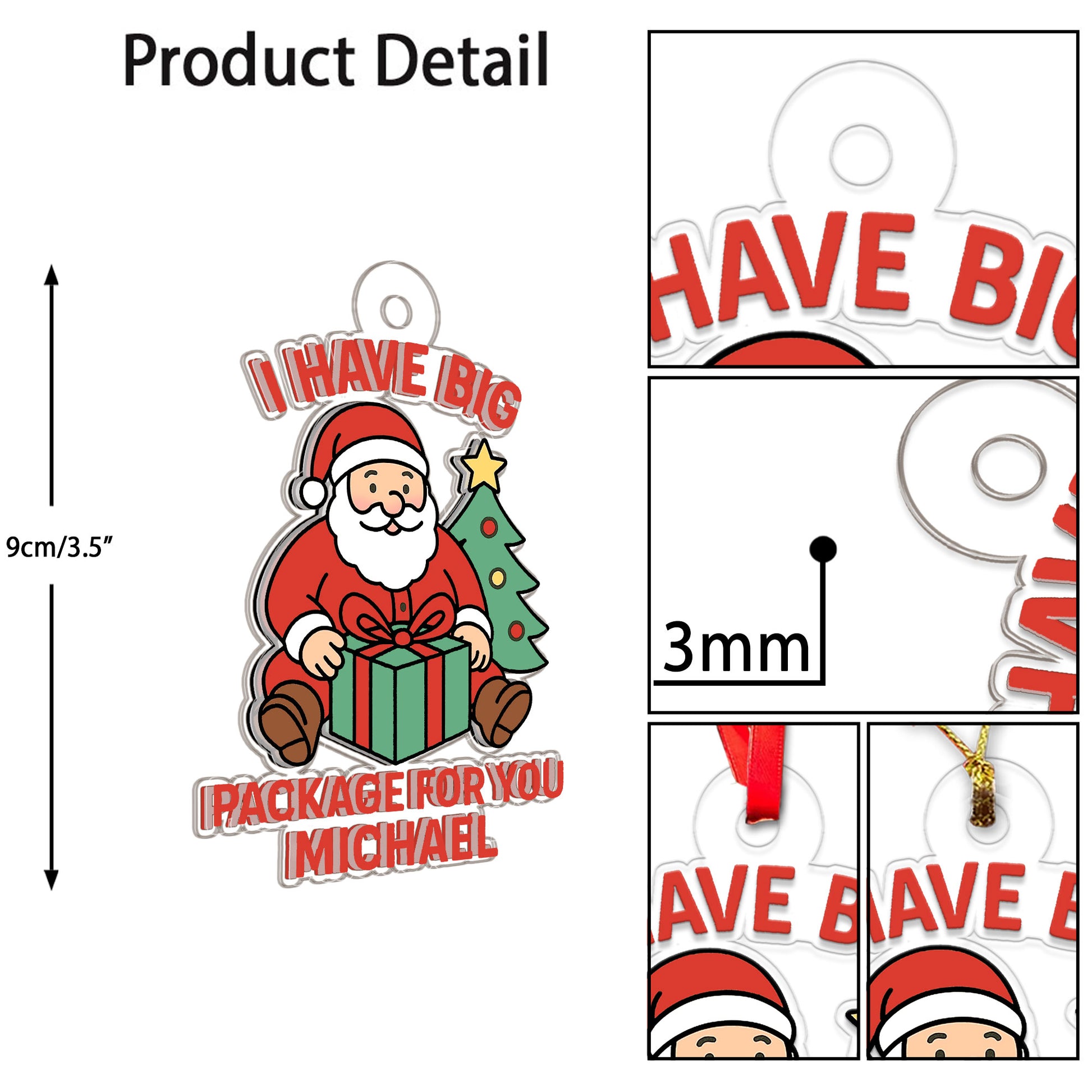 Personalized I Have Big Package For You Ornament, Xmas Hanging Ornament Gift, Funny Ornament, Gifts For Kids