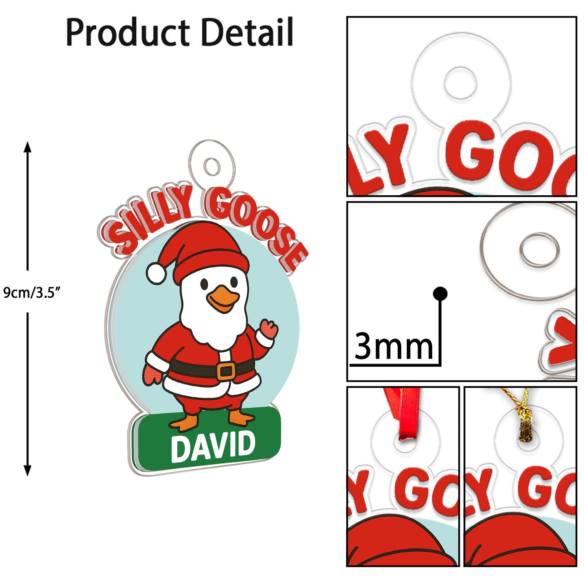 Personalized Silly Goose Christmas Acrylic Ornament, Personalized Holiday Tree Decoration Gift, Funny Animal Ornament, Meme Ornament