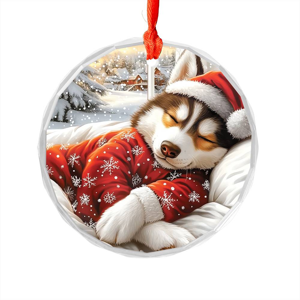 Siberian Husky Dog Sleeping In Bed Design 2