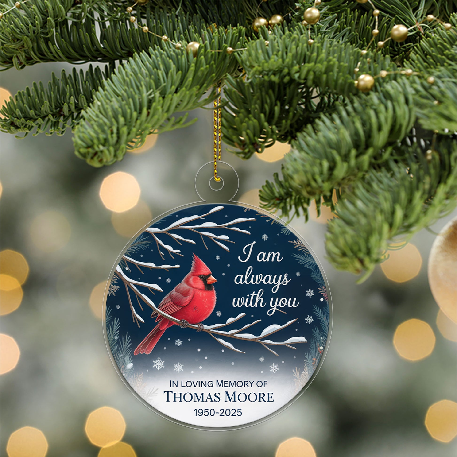 Custom Memorial In Loving Memory Christmas Ornament, Cardinal Memorial Christmas Ornament, Personalized Sympathy Gift, Holiday Tree Ornament