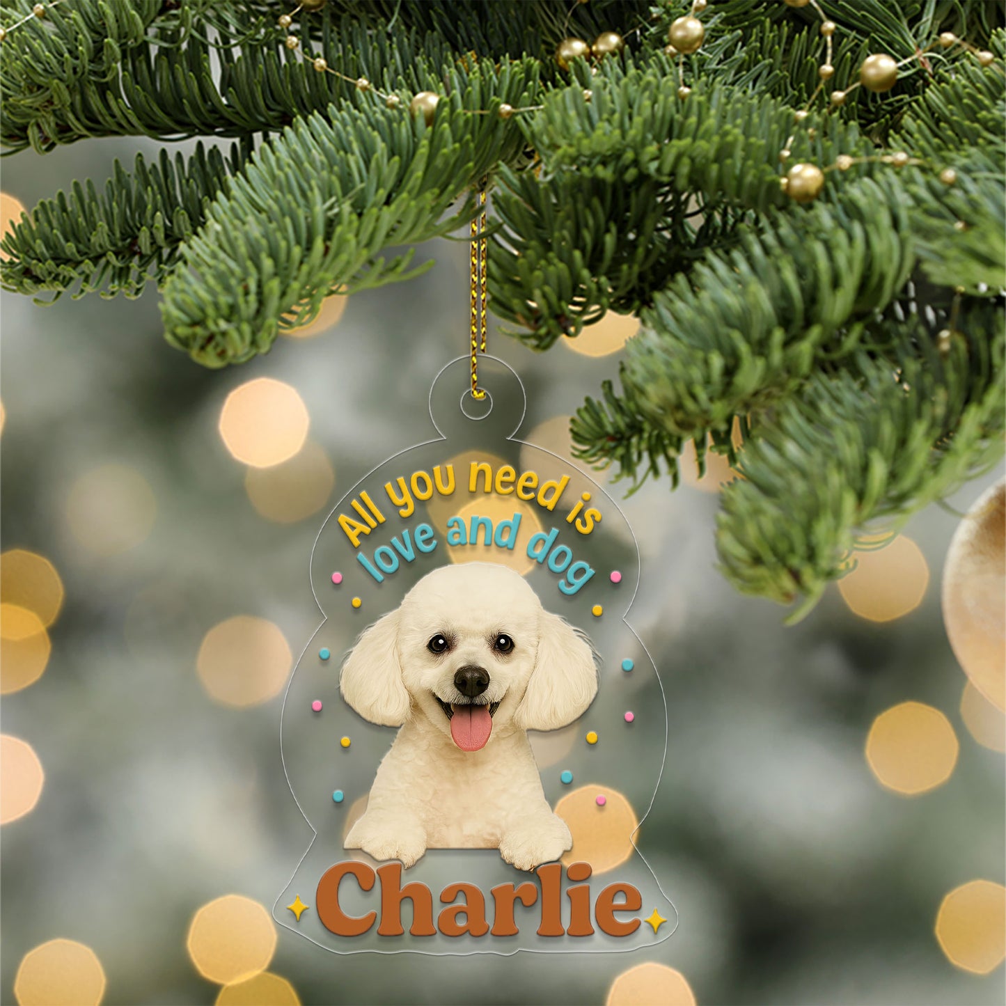 Custom Pet Photo with Name Ornament, Personalized Pet Gift, Gift For Pet Lover, Christmas Pet Decor
