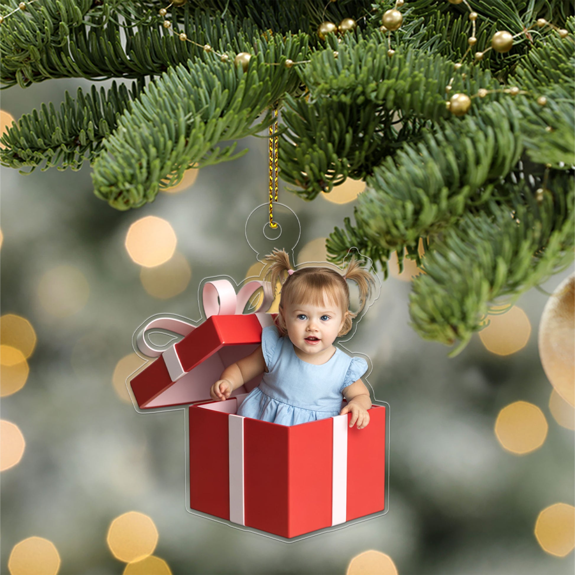 Custom Photo Baby Gift Box Ornament, Personalized Baby Keepsake, Newborn Gift, Baby Shower Decor