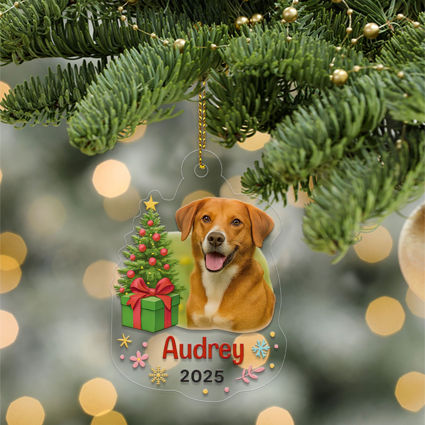 Custom Photo Pet Christmas Ornament, Personalized Pet Holiday Gift, Custom Pet Memorial, Pet Lover Christmas Decor