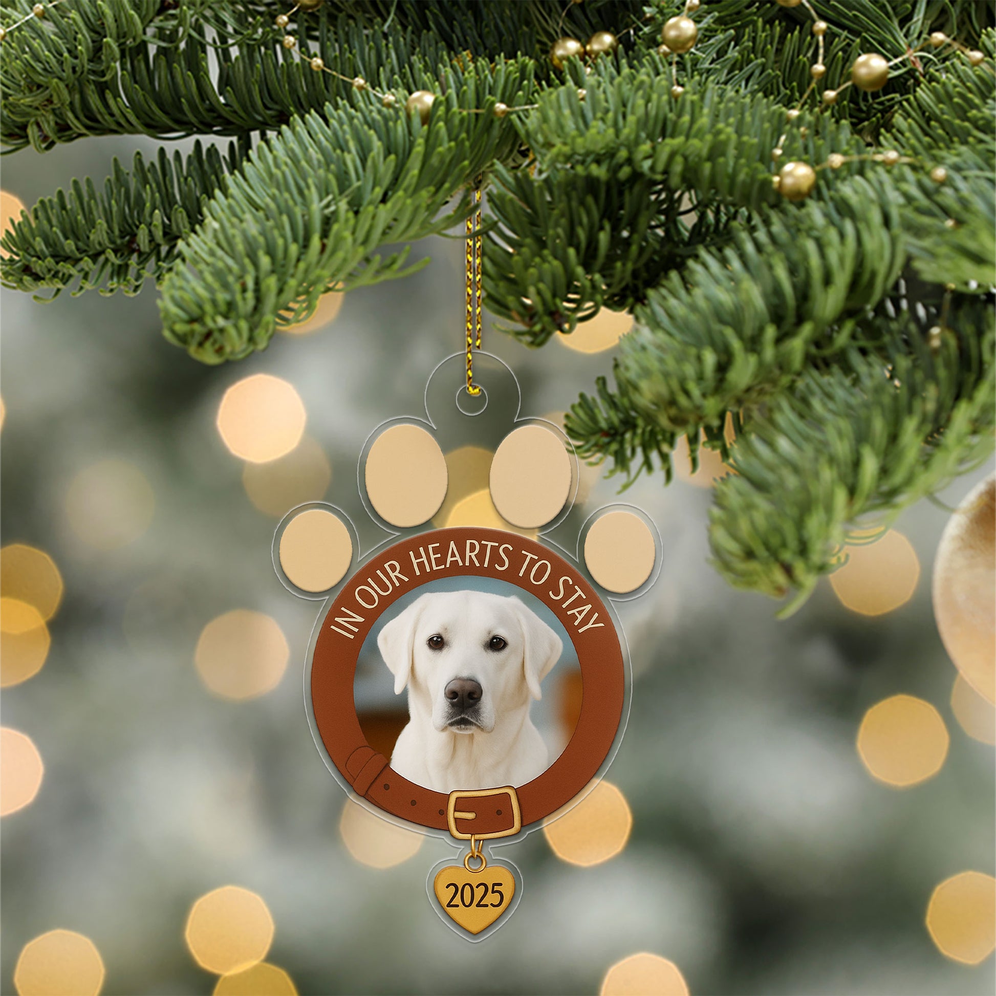 Custom Photo Pet Ornament, In Our Hearts to Stay 2025, Personalized Pet Memorial, Gift for Pet Lovers, Custom Pet Decor