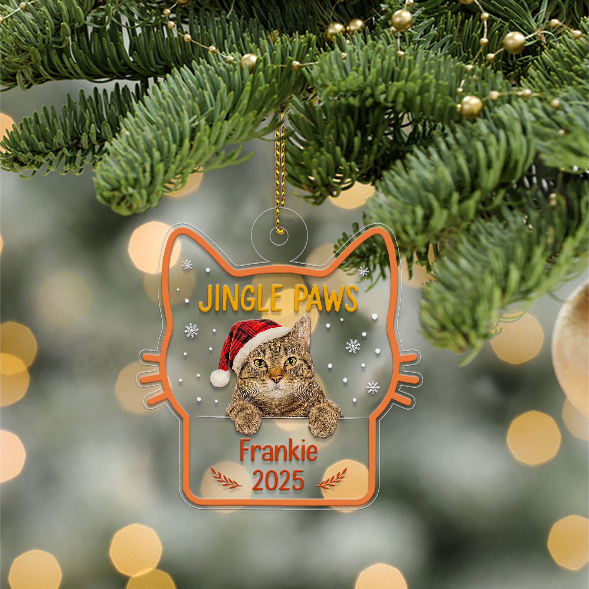 Custom Photo Pet Jingle Paws Ornament, Personalized Pet Holiday Gift, Custom Pet Memorial, Christmas Pet Decor