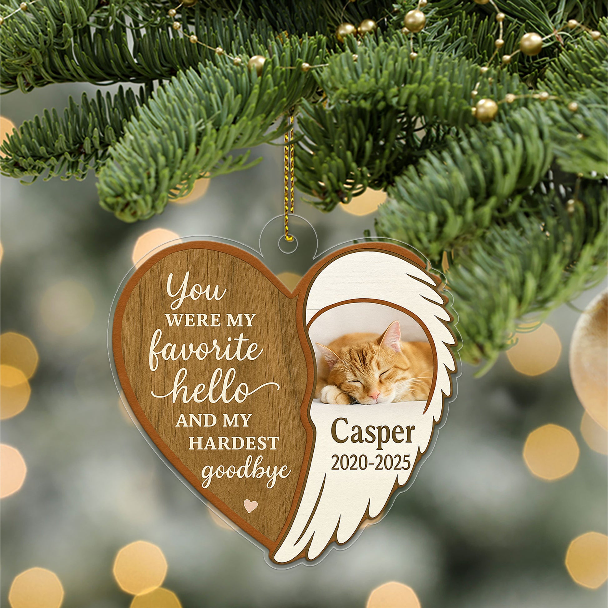 Custom Photo You Left Paw Prints In My Heart Ornament – Pet Memorial Keepsake for Dog or Cat – Personalized Pet Loss Gift Decoration