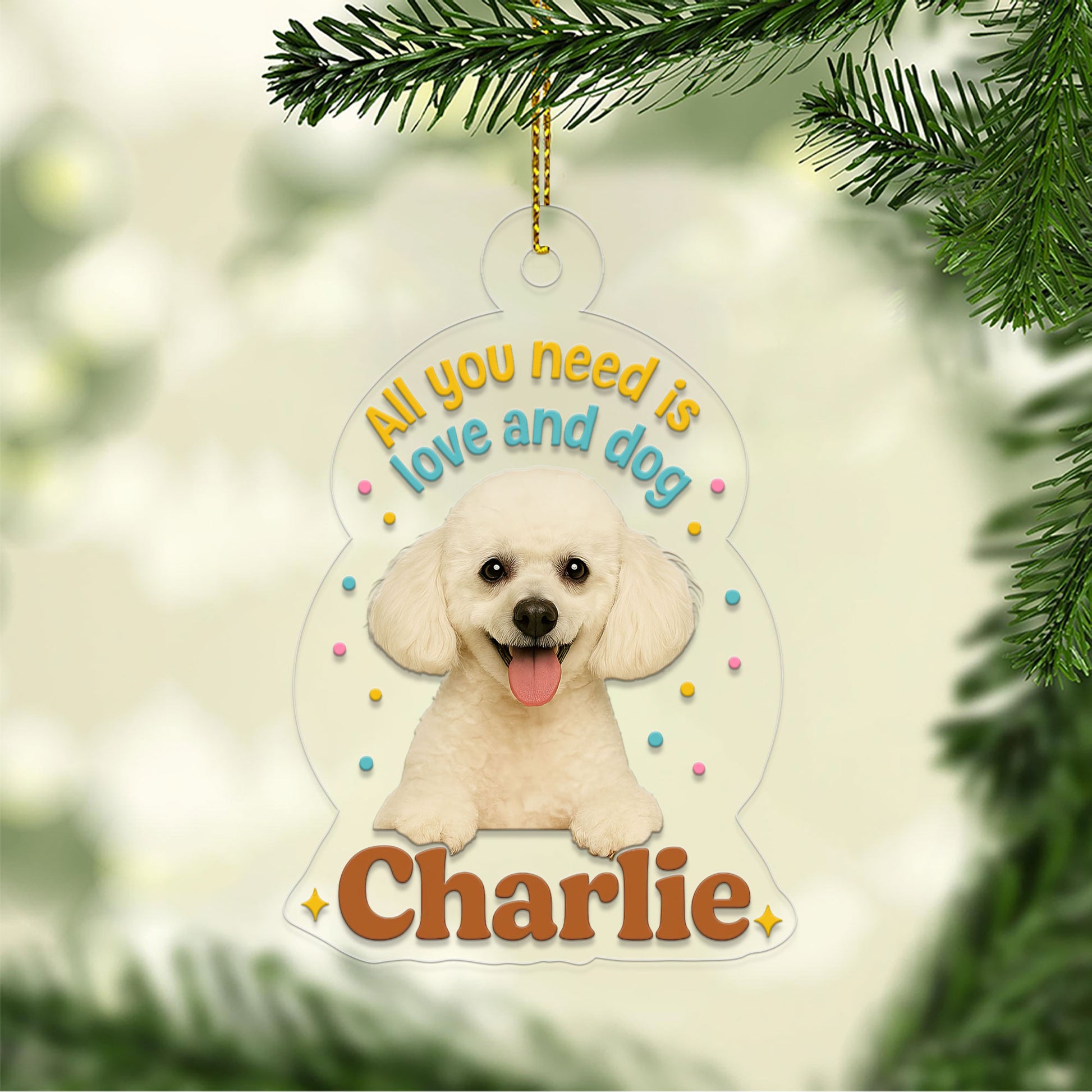 Custom Pet Photo with Name Ornament, Personalized Pet Gift, Gift For Pet Lover, Christmas Pet Decor