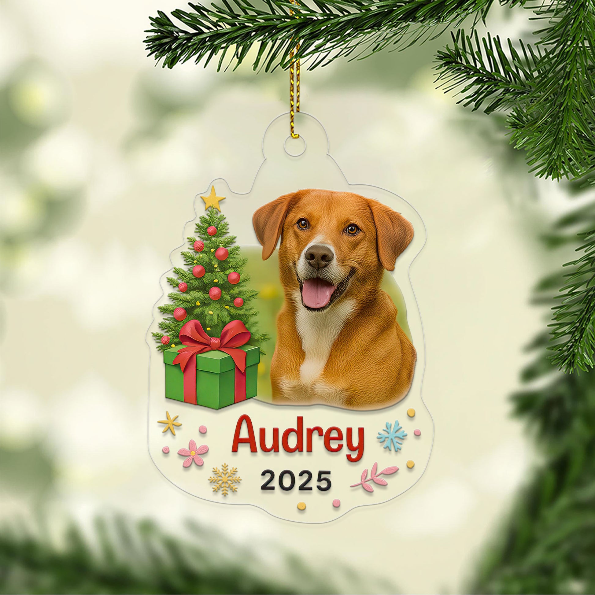 Custom Photo Pet Christmas Ornament, Personalized Pet Holiday Gift, Custom Pet Memorial, Pet Lover Christmas Decor