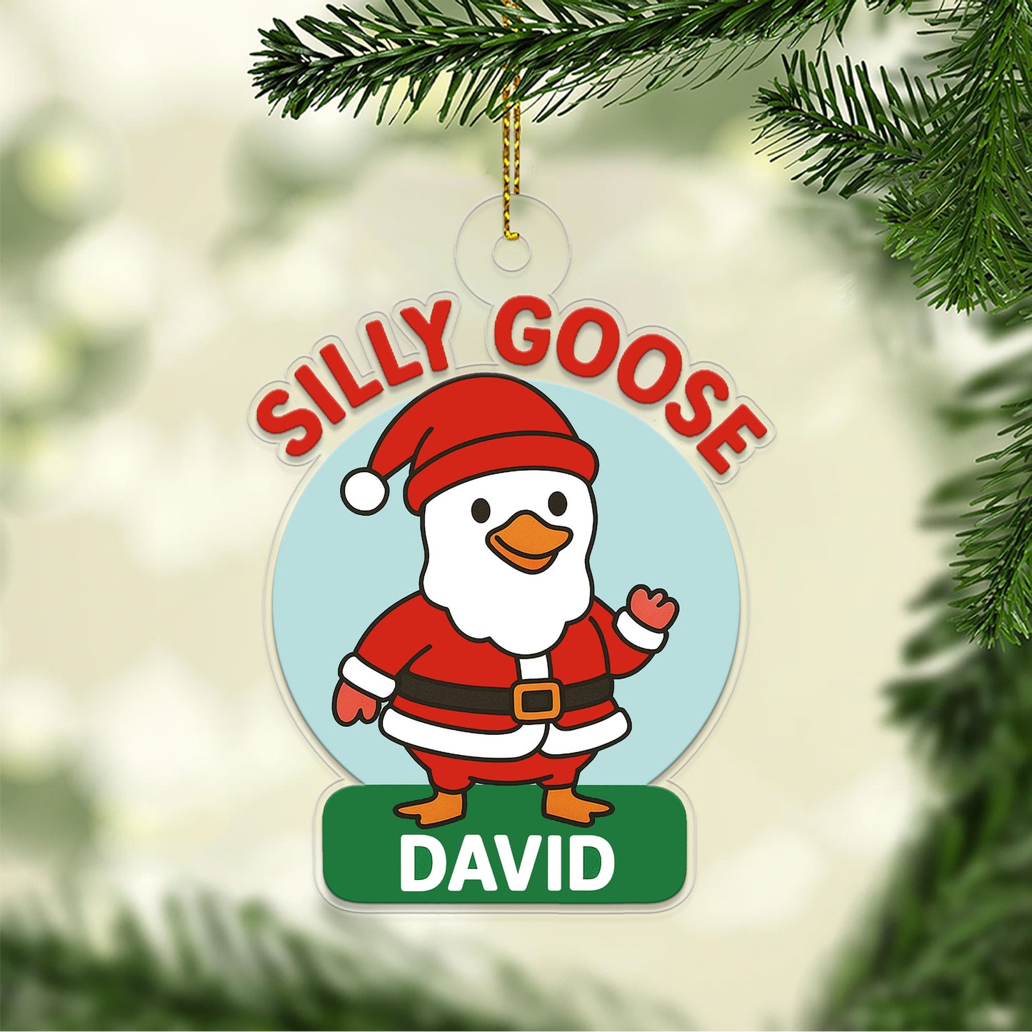 Personalized Silly Goose Christmas Acrylic Ornament, Personalized Holiday Tree Decoration Gift, Funny Animal Ornament, Meme Ornament