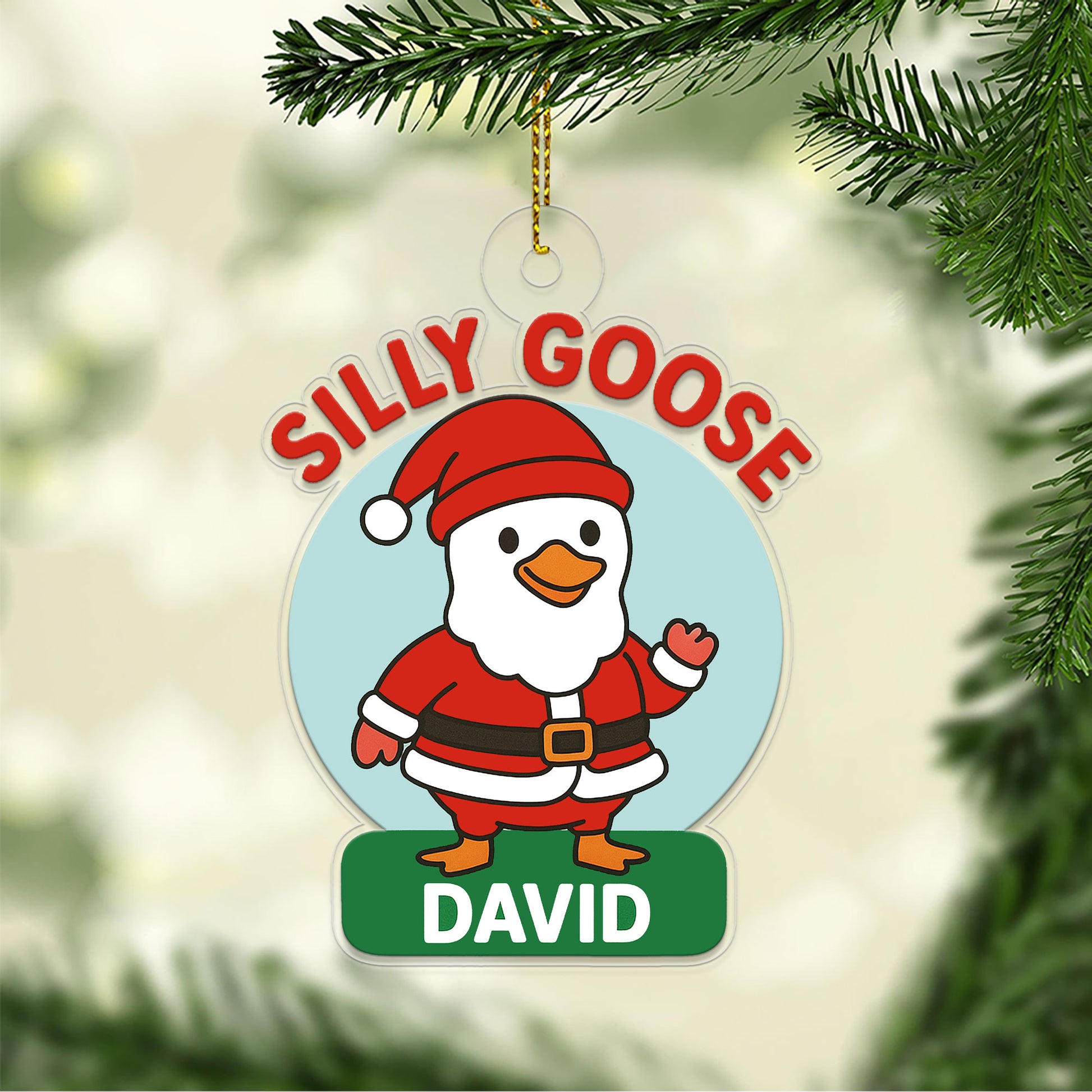 Personalized Silly Goose Christmas Acrylic Ornament, Personalized Holiday Tree Decoration Gift, Funny Animal Ornament, Meme Ornament