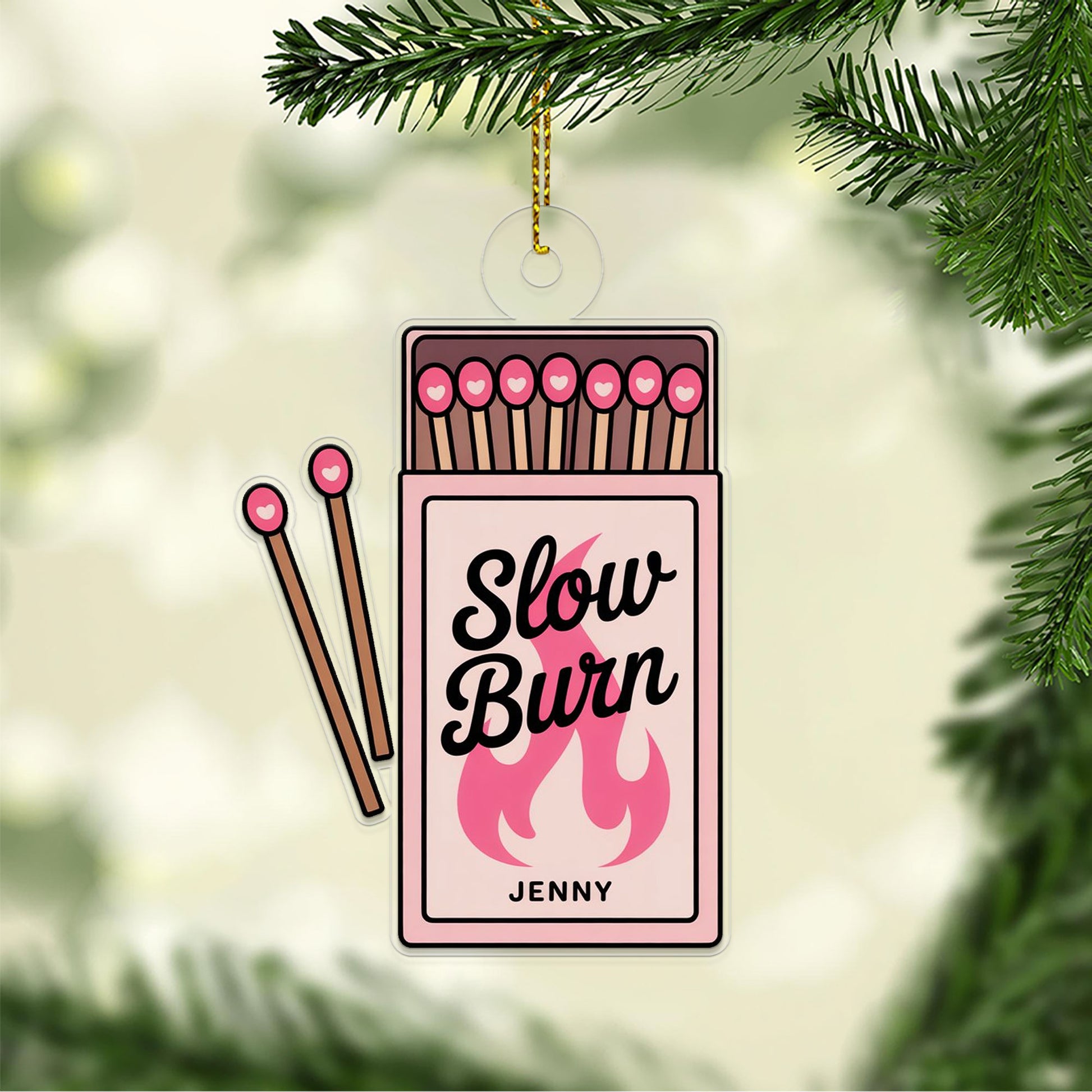 Personalized Matchbox Slow Burn Acrylic Ornament, Christmas Decor, Personalized Christmas Tree Decoration, Gifts For Smokers
