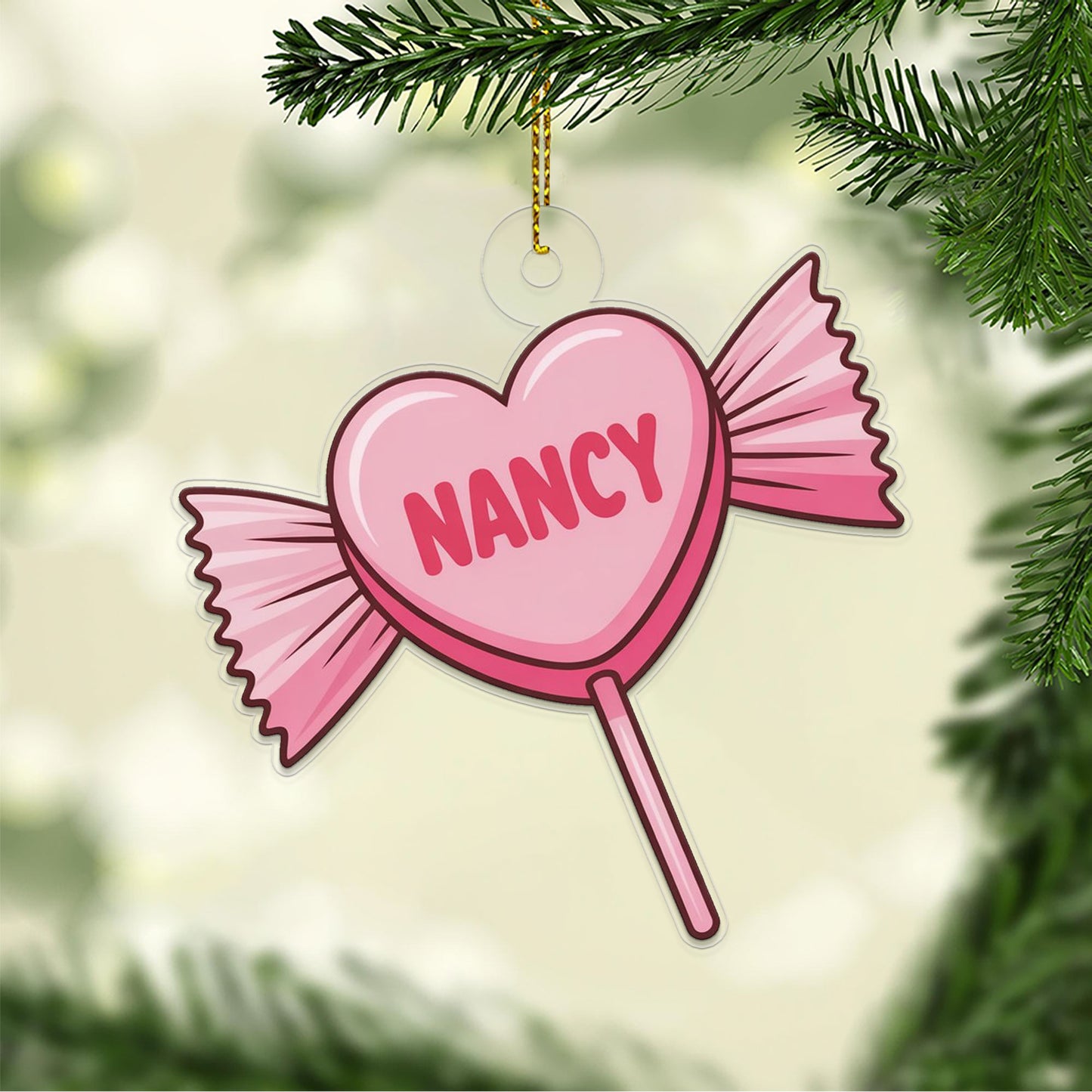 Personalized Sweet Candy Ornament, Christmas Decor, Christmas Candy Acrylic Ornament, Gift For Sweetie, Gift For Kids
