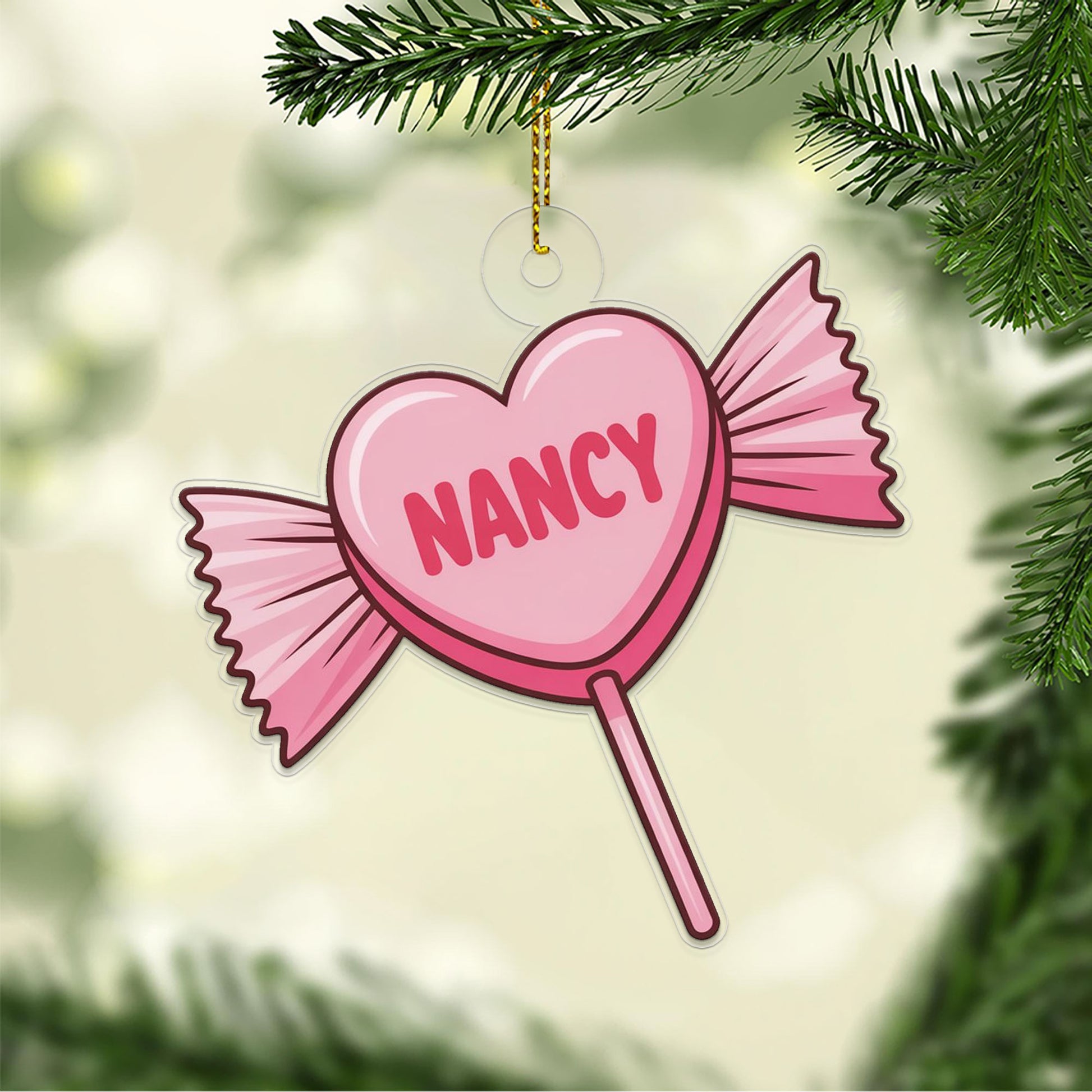 Personalized Sweet Candy Ornament, Christmas Decor, Christmas Candy Acrylic Ornament, Gift For Sweetie, Gift For Kids