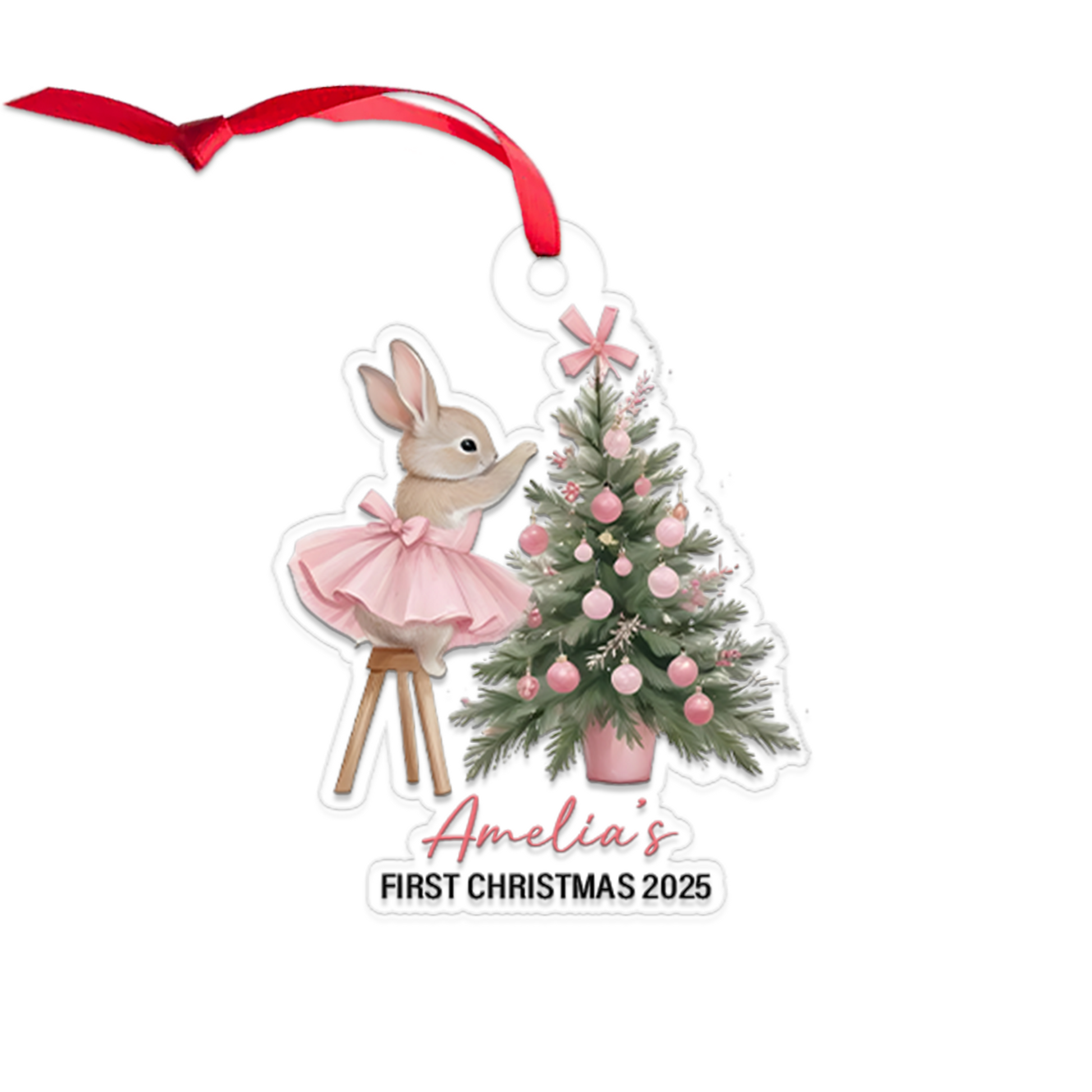 Custom Name Baby Rabbit First Xmas