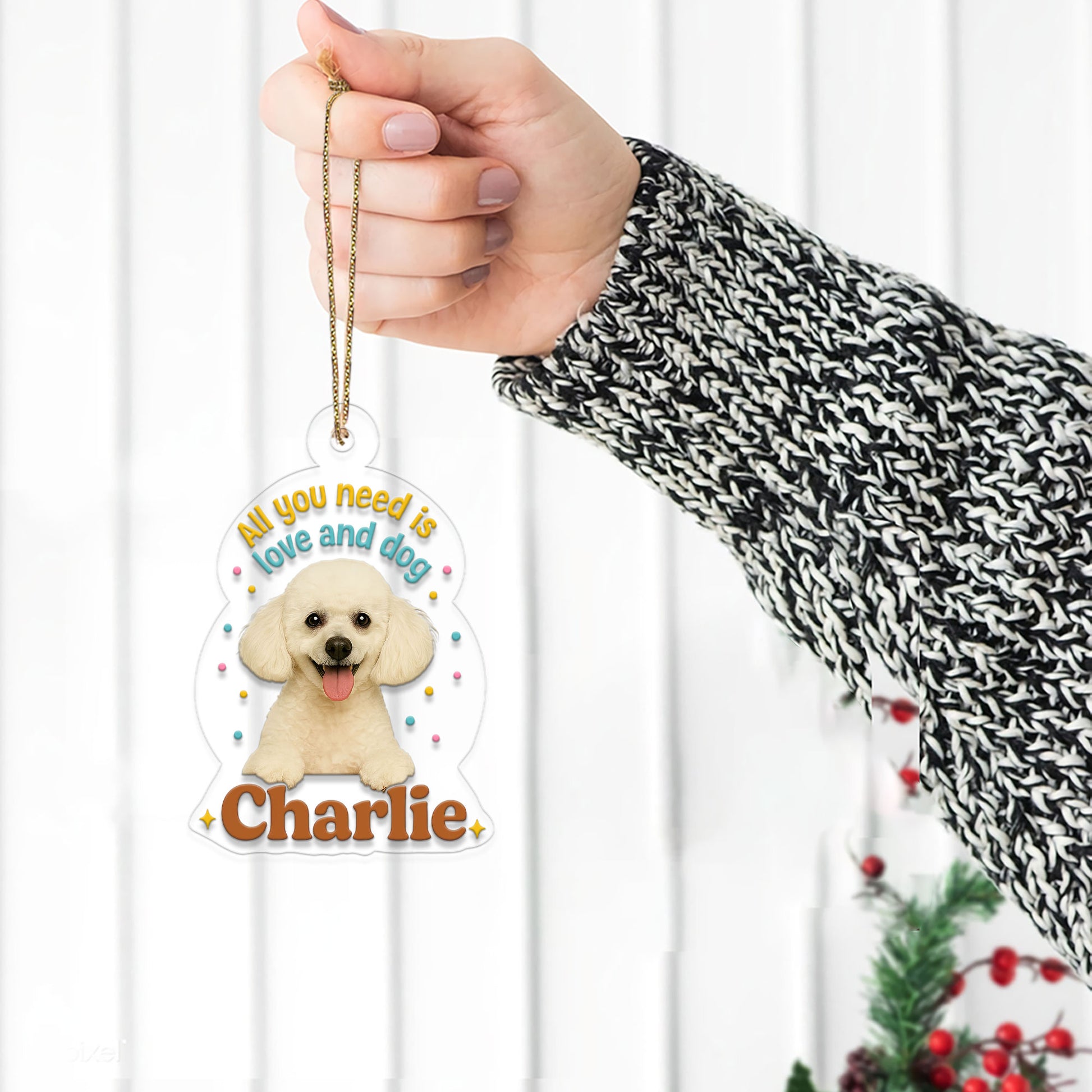 Custom Pet Photo with Name Ornament, Personalized Pet Gift, Gift For Pet Lover, Christmas Pet Decor