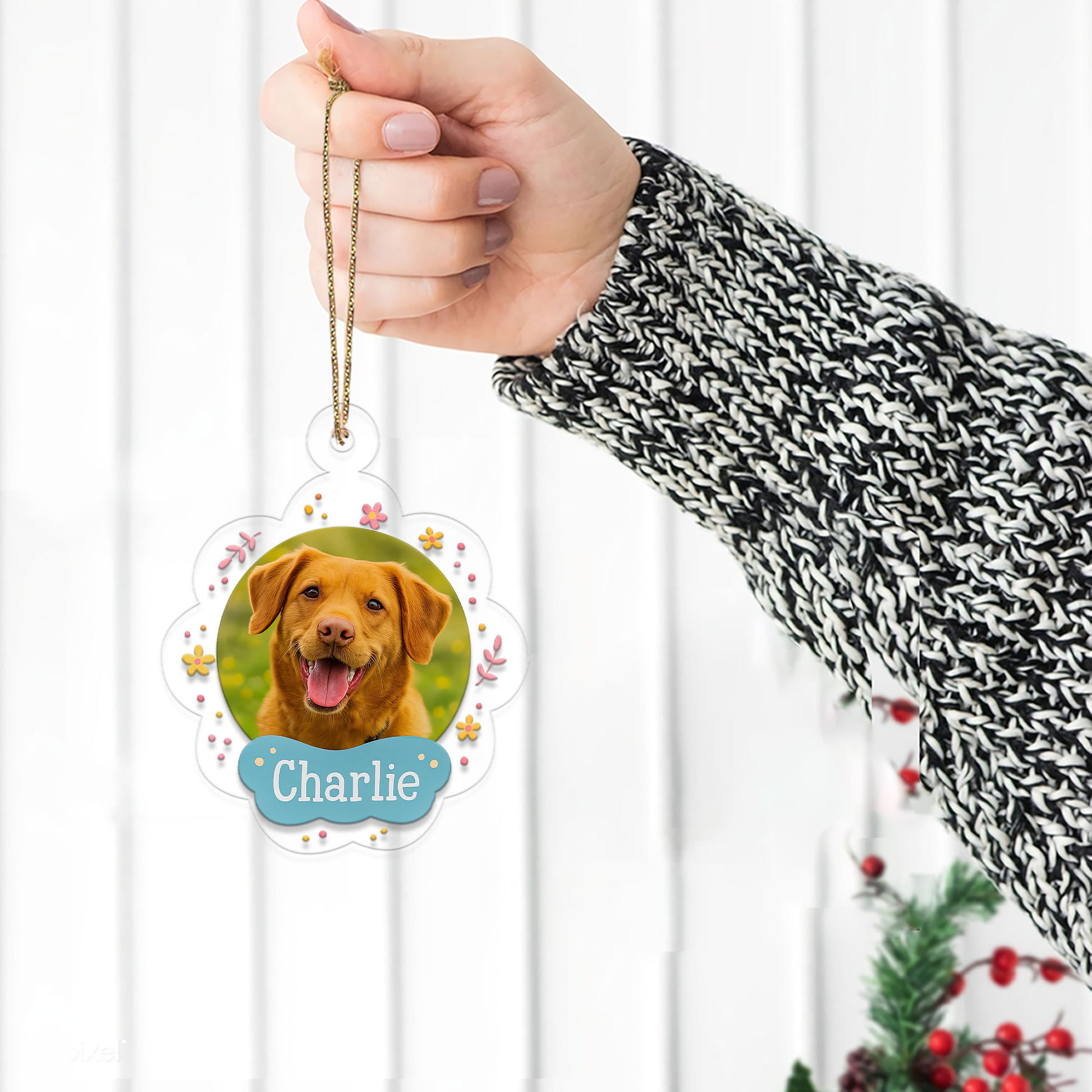 Custom Photo Pet Ornament, Personalized Pet Memorial, Custom Pet Decor for Pet Lovers, Holiday Pet Gift