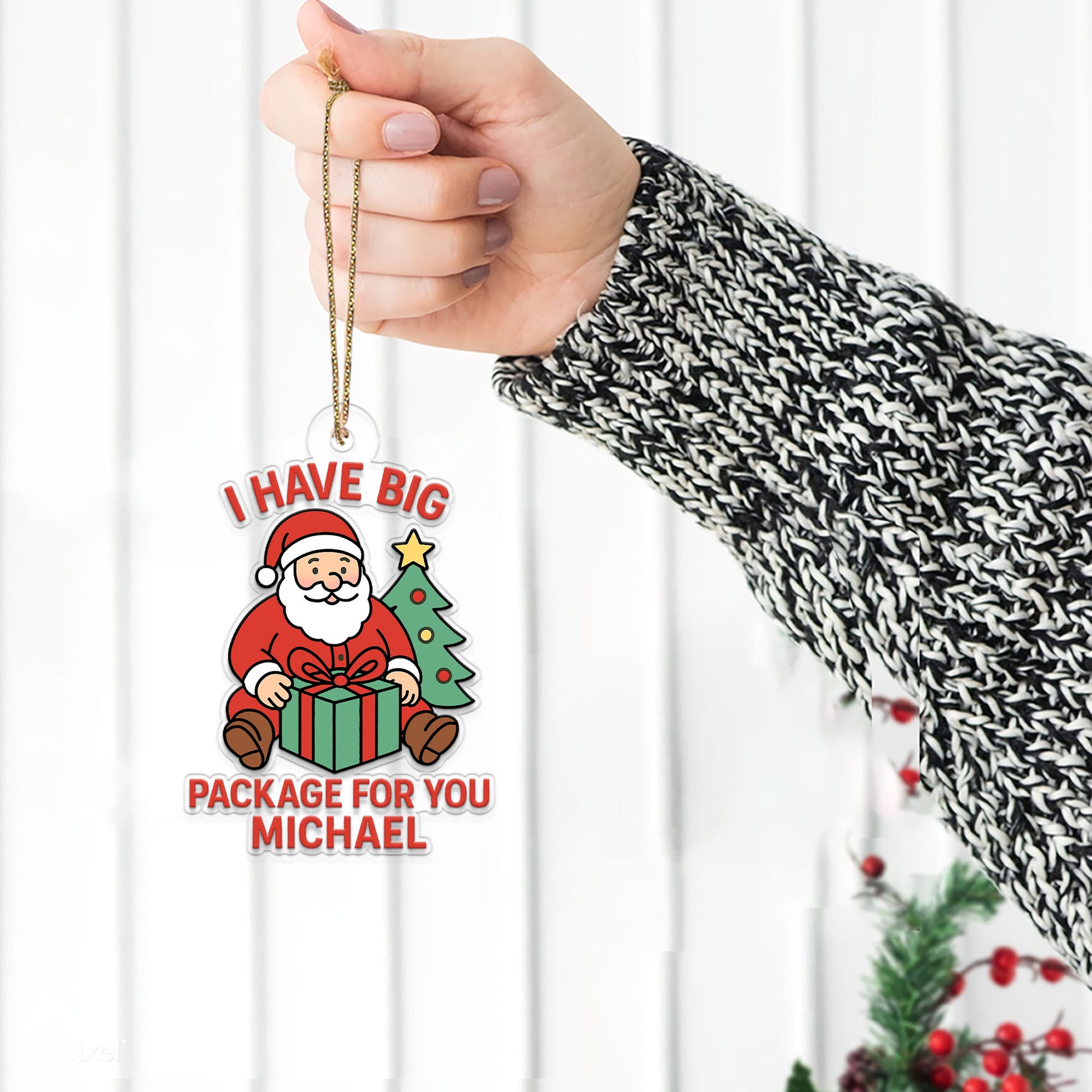 Personalized I Have Big Package For You Ornament, Xmas Hanging Ornament Gift, Funny Ornament, Gifts For Kids