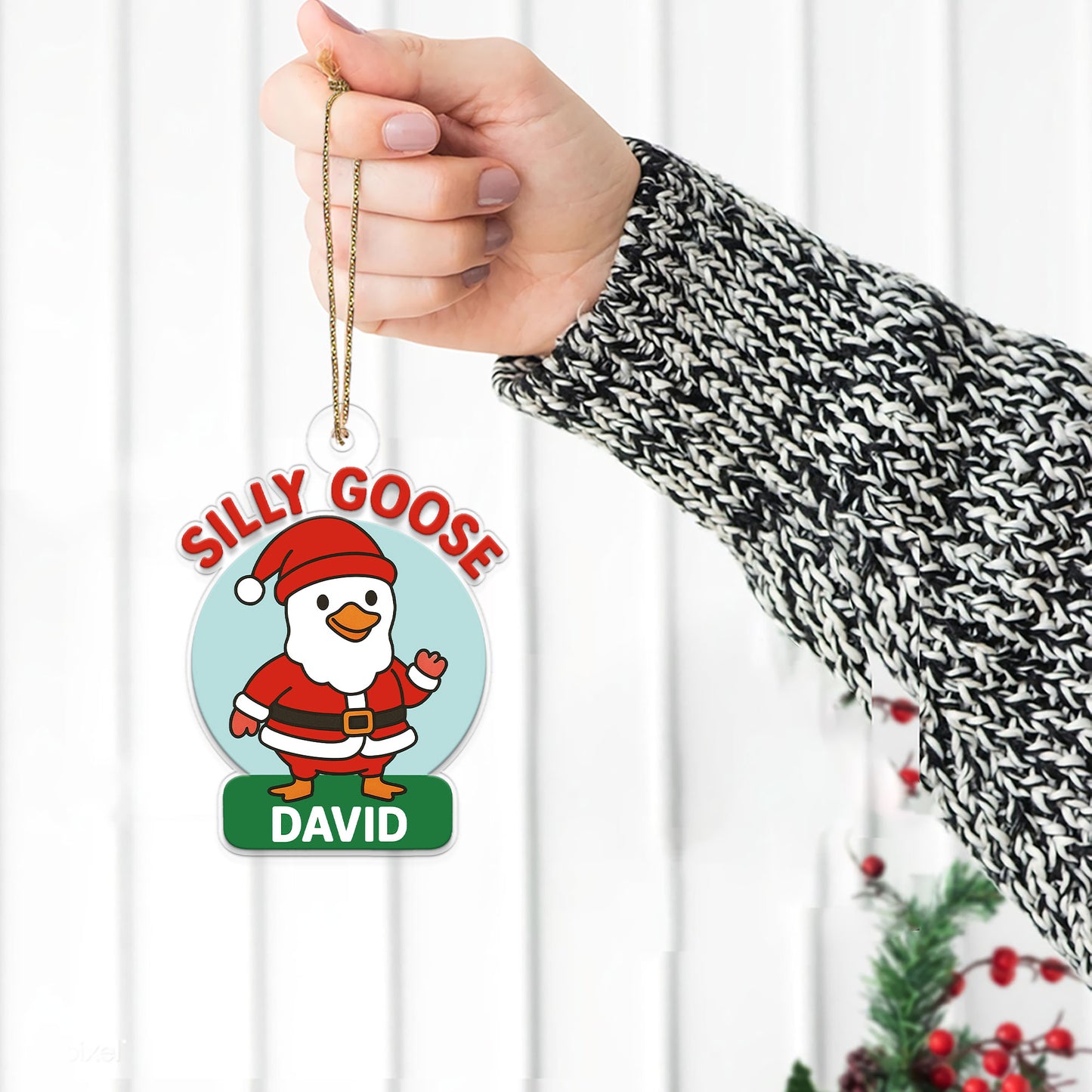 Personalized Silly Goose Christmas Acrylic Ornament, Personalized Holiday Tree Decoration Gift, Funny Animal Ornament, Meme Ornament