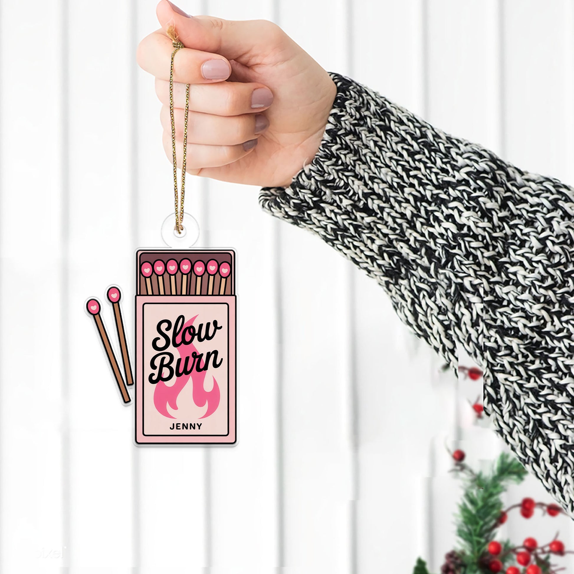 Personalized Matchbox Slow Burn Acrylic Ornament, Christmas Decor, Personalized Christmas Tree Decoration, Gifts For Smokers