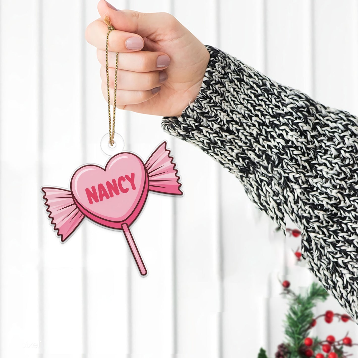 Personalized Sweet Candy Ornament, Christmas Decor, Christmas Candy Acrylic Ornament, Gift For Sweetie, Gift For Kids