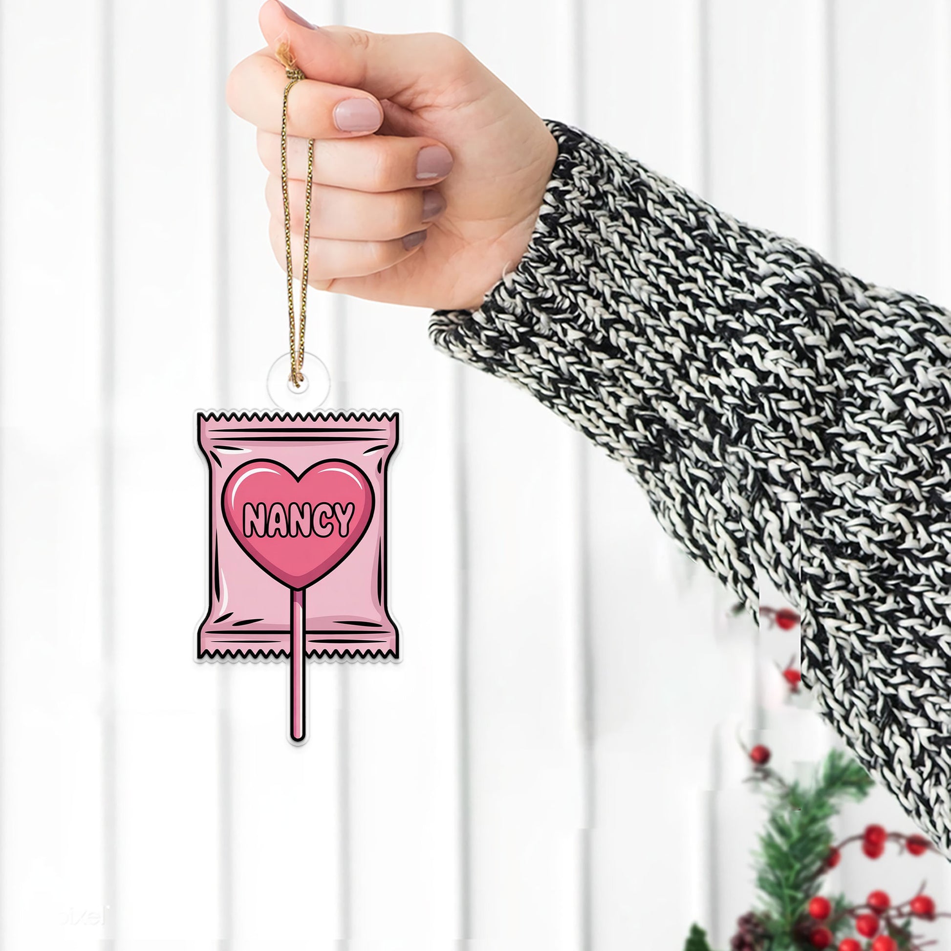 Personalized Sweet Candy Acrylic Ornament, Christmas Decor, Christmas Candy Acrylic Ornament, Gift For Sweetie, Gift For Daughter