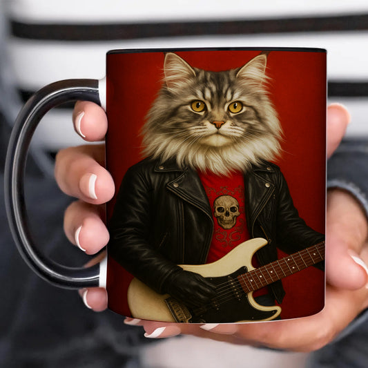 Custom Photo Guitarist Cat MugGift For Cat