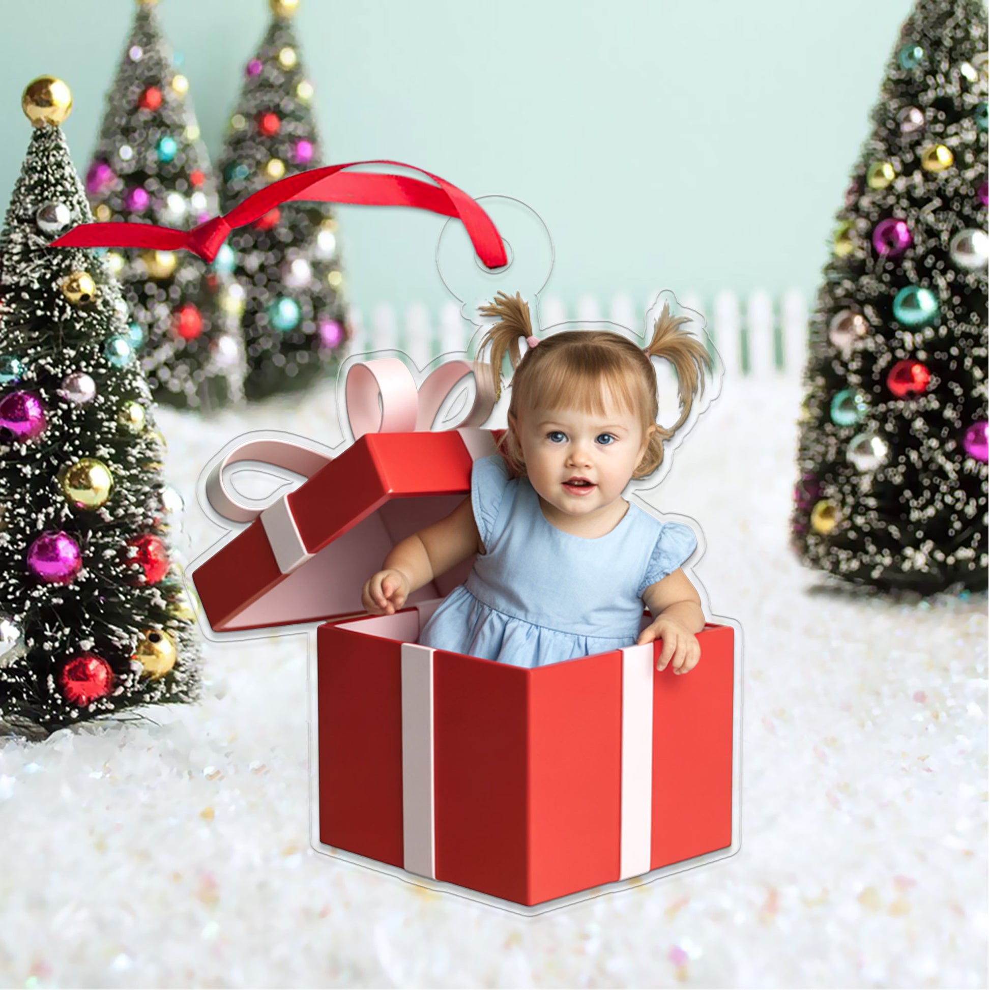 Custom Photo Baby Gift Box Ornament, Personalized Baby Keepsake, Newborn Gift, Baby Shower Decor