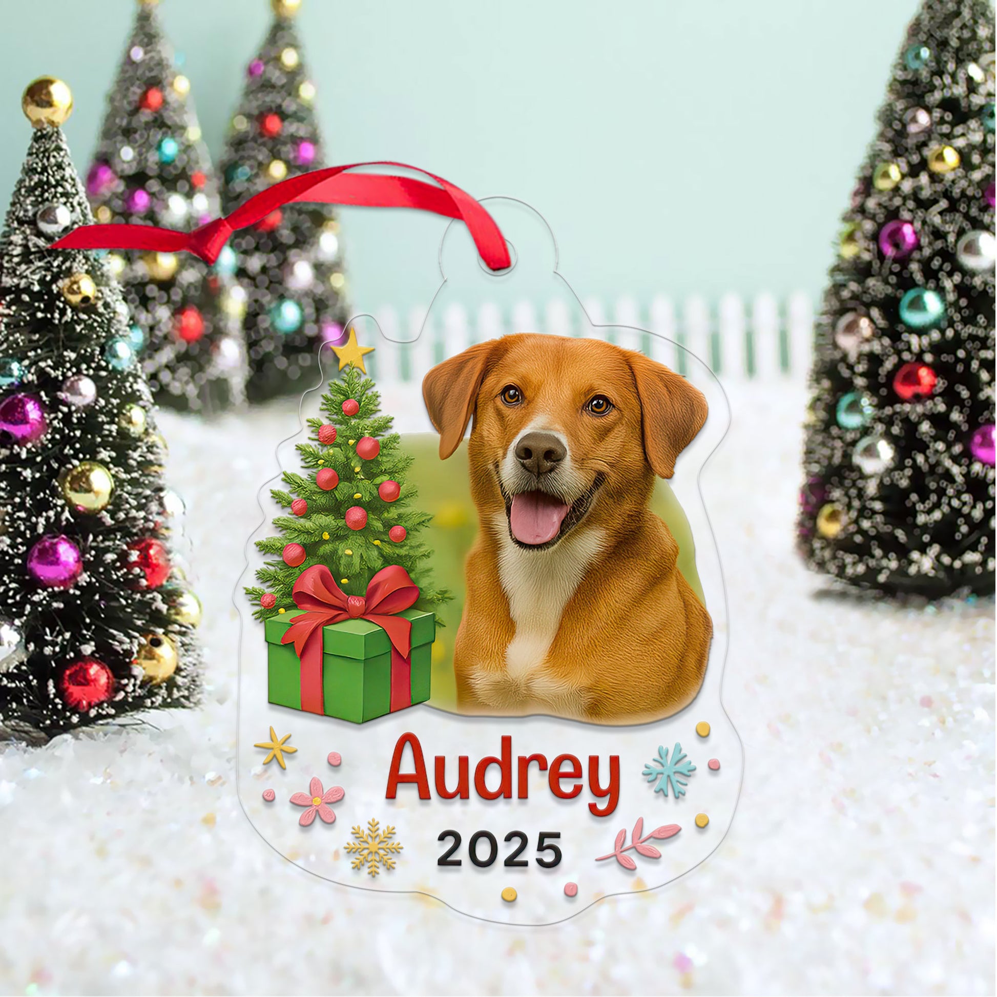 Custom Photo Pet Christmas Ornament, Personalized Pet Holiday Gift, Custom Pet Memorial, Pet Lover Christmas Decor