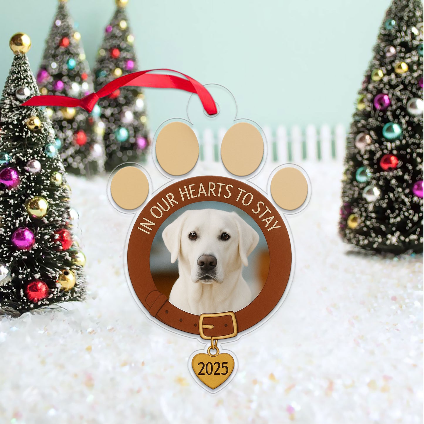 Custom Photo Pet Ornament, In Our Hearts to Stay 2025, Personalized Pet Memorial, Gift for Pet Lovers, Custom Pet Decor