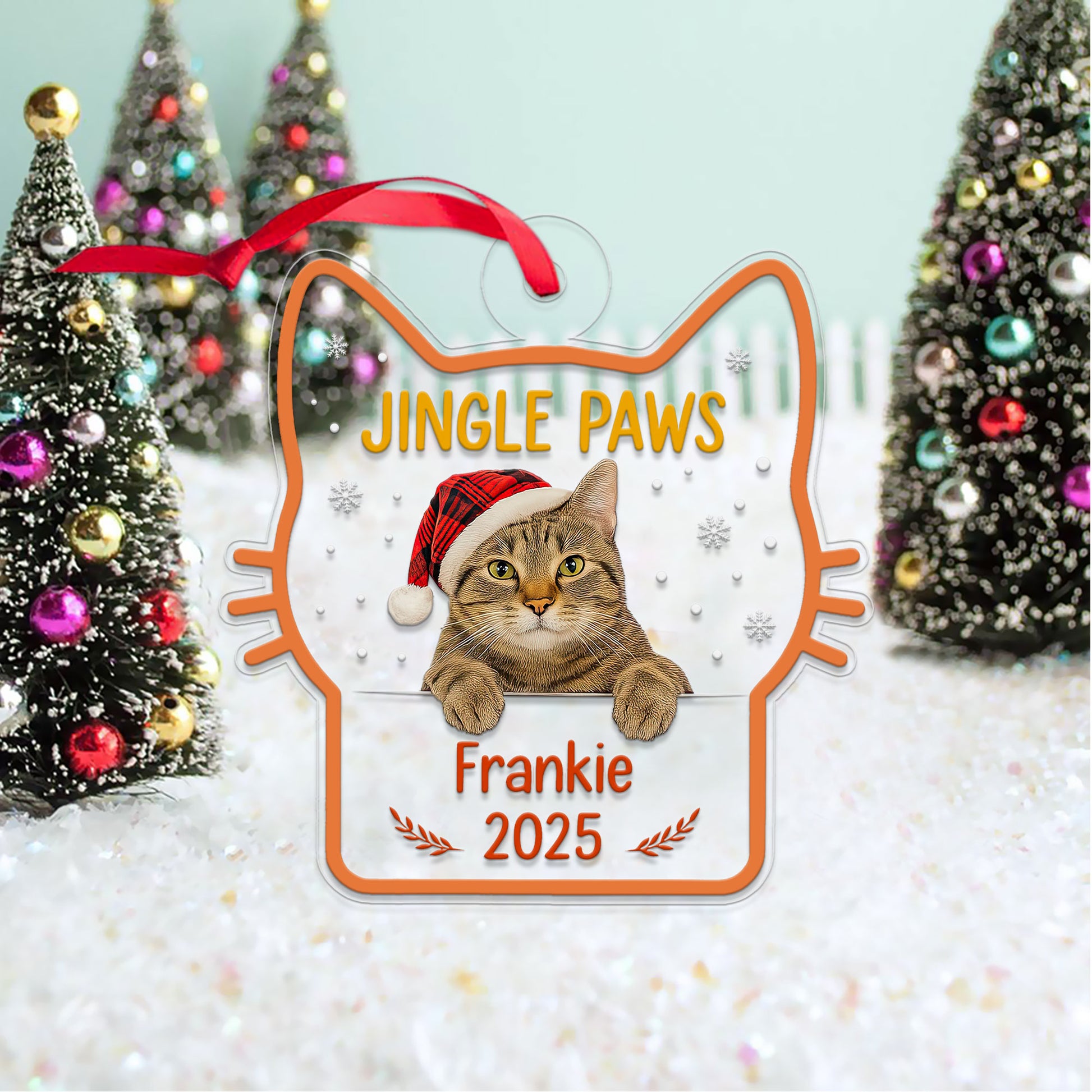 Custom Photo Pet Jingle Paws Ornament, Personalized Pet Holiday Gift, Custom Pet Memorial, Christmas Pet Decor