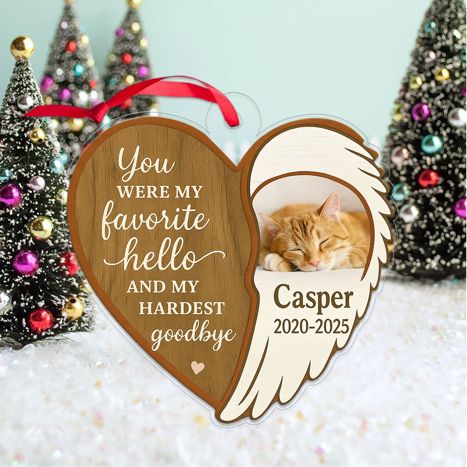 Custom Photo You Left Paw Prints In My Heart Ornament – Pet Memorial Keepsake for Dog or Cat – Personalized Pet Loss Gift Decoration