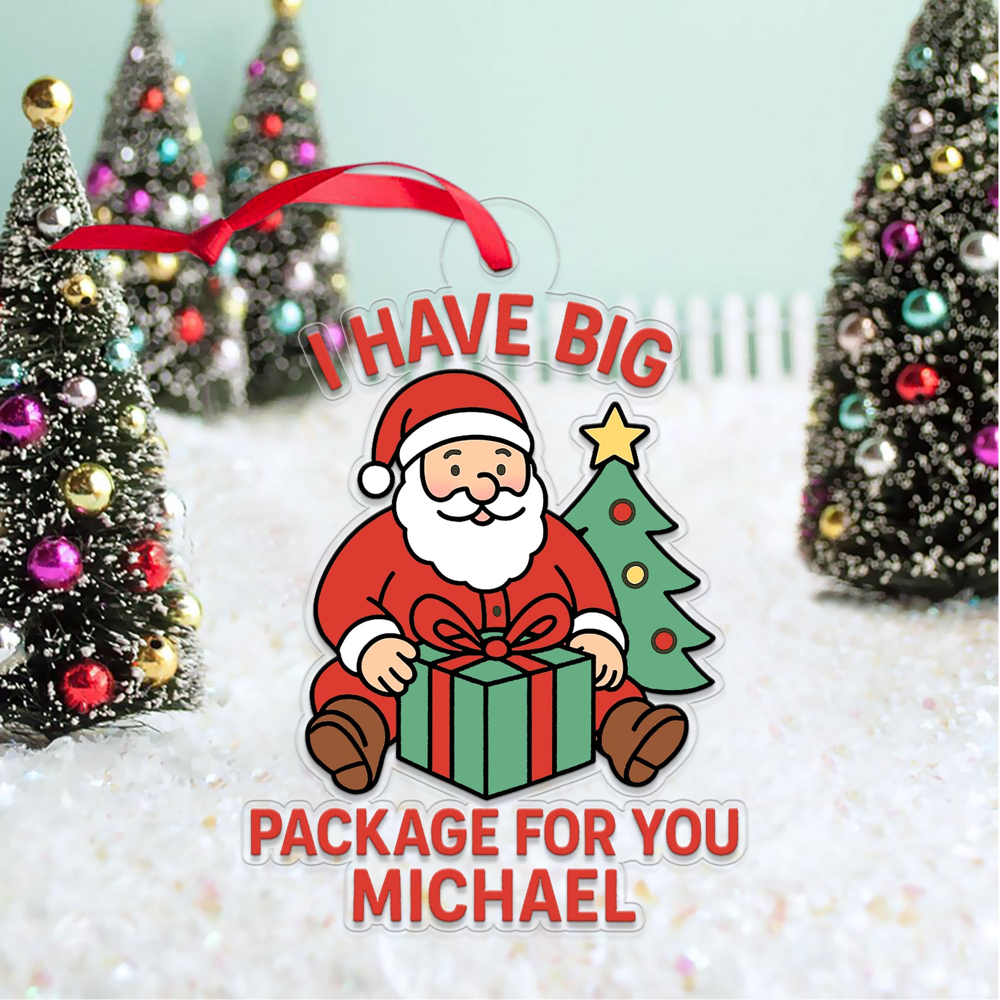 Personalized I Have Big Package For You Ornament, Xmas Hanging Ornament Gift, Funny Ornament, Gifts For Kids