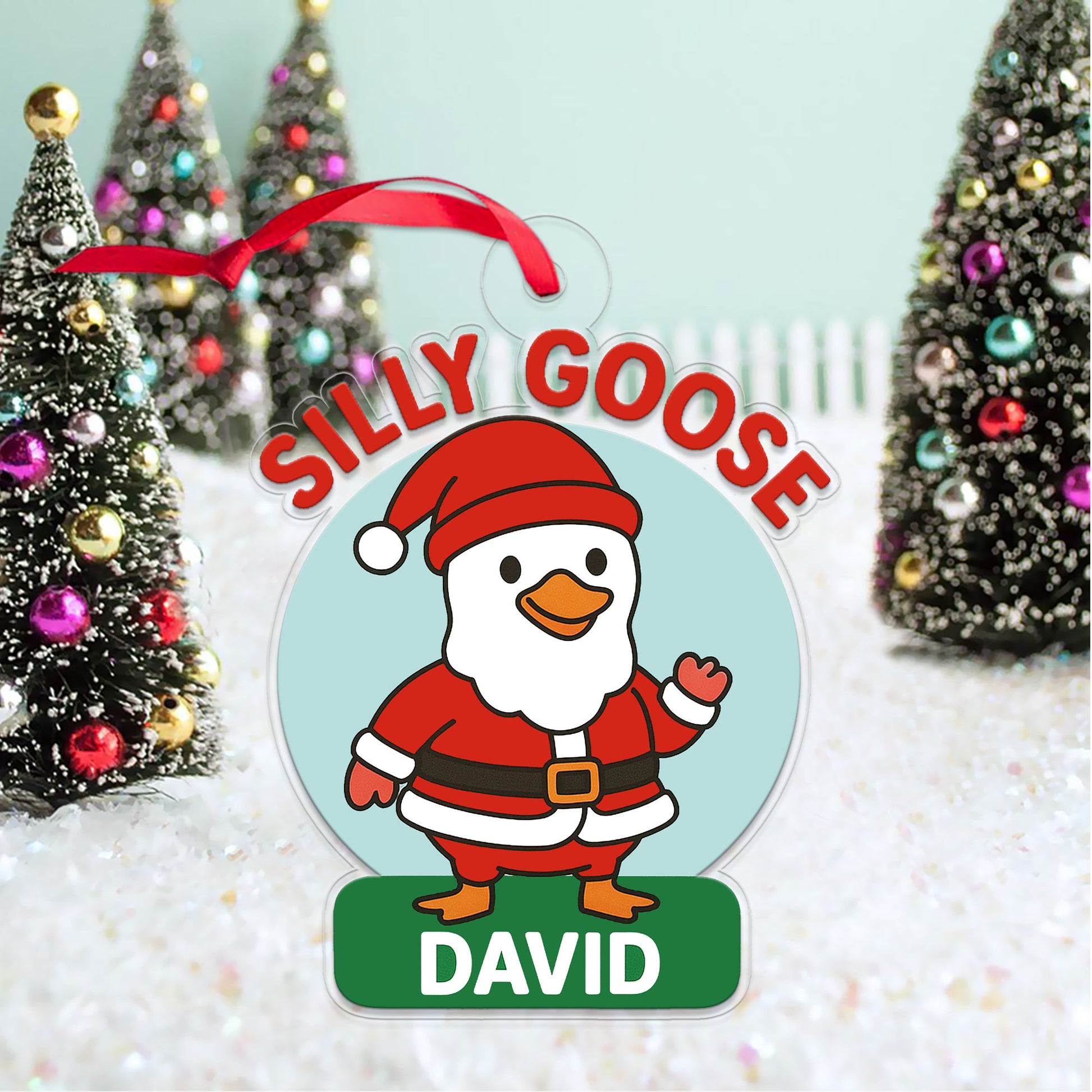 Personalized Silly Goose Christmas Acrylic Ornament, Personalized Holiday Tree Decoration Gift, Funny Animal Ornament, Meme Ornament