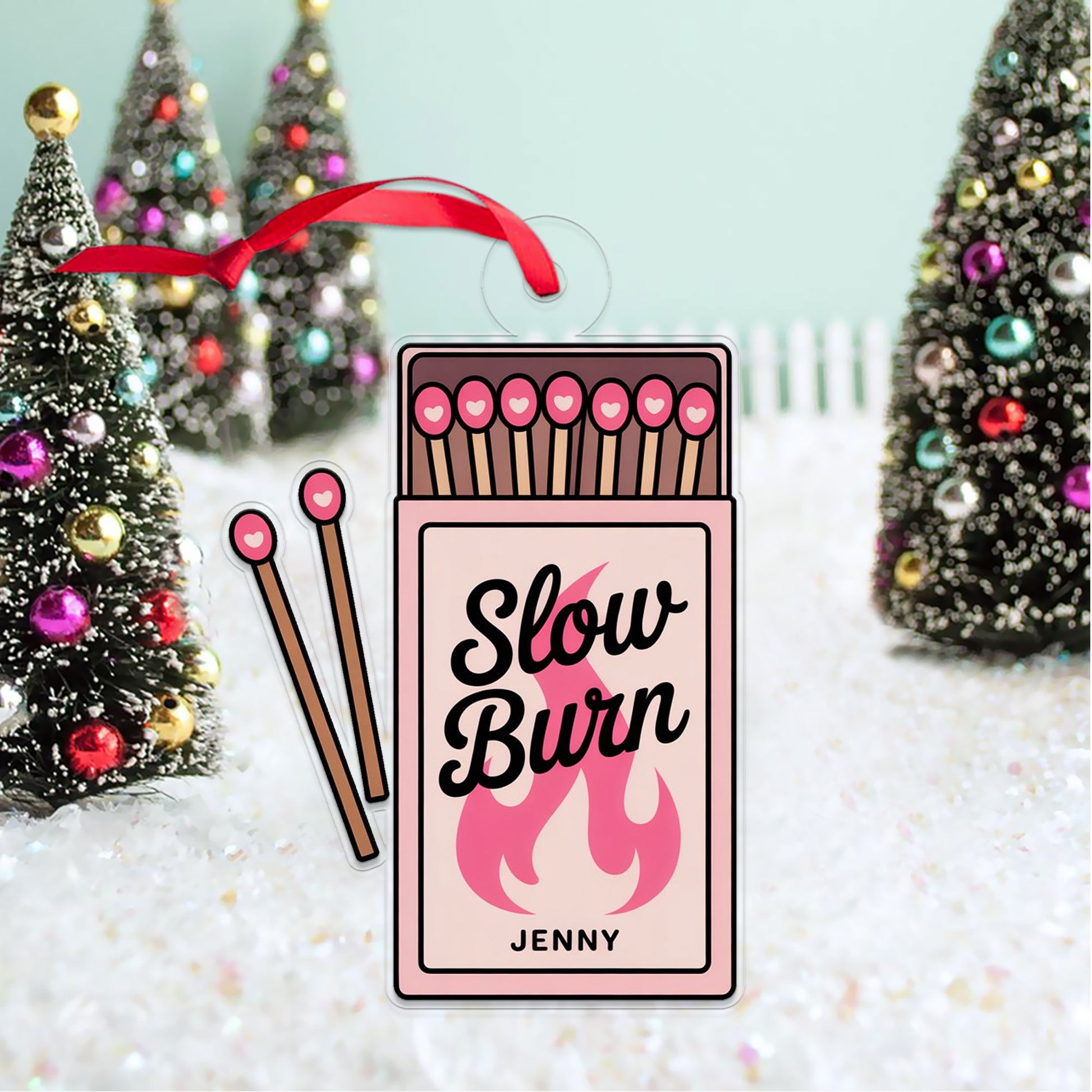 Personalized Matchbox Slow Burn Acrylic Ornament, Christmas Decor, Personalized Christmas Tree Decoration, Gifts For Smokers