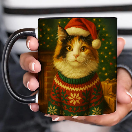 Custom Photo Cat Christmas Oufit Mug