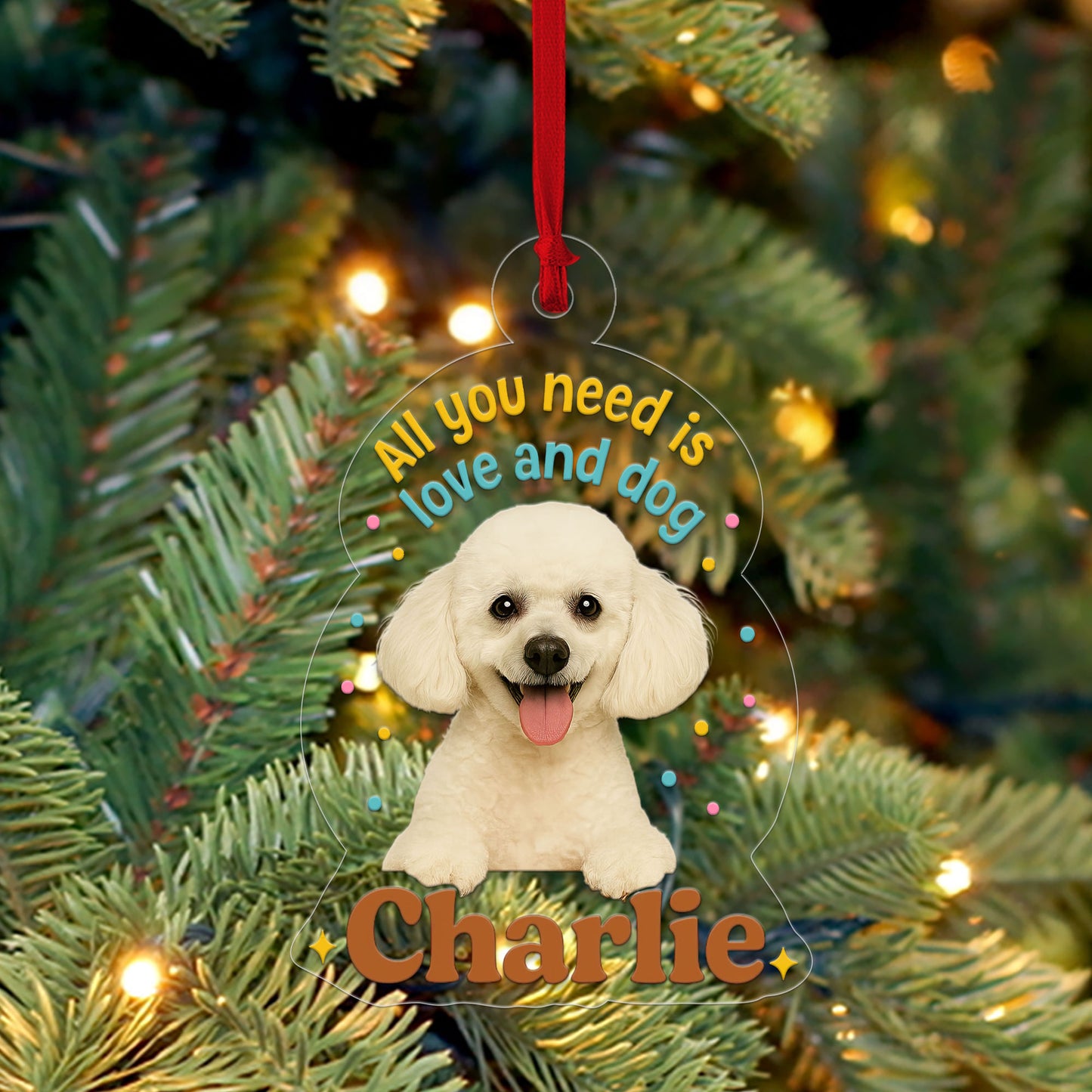 Custom Pet Photo with Name Ornament, Personalized Pet Gift, Gift For Pet Lover, Christmas Pet Decor
