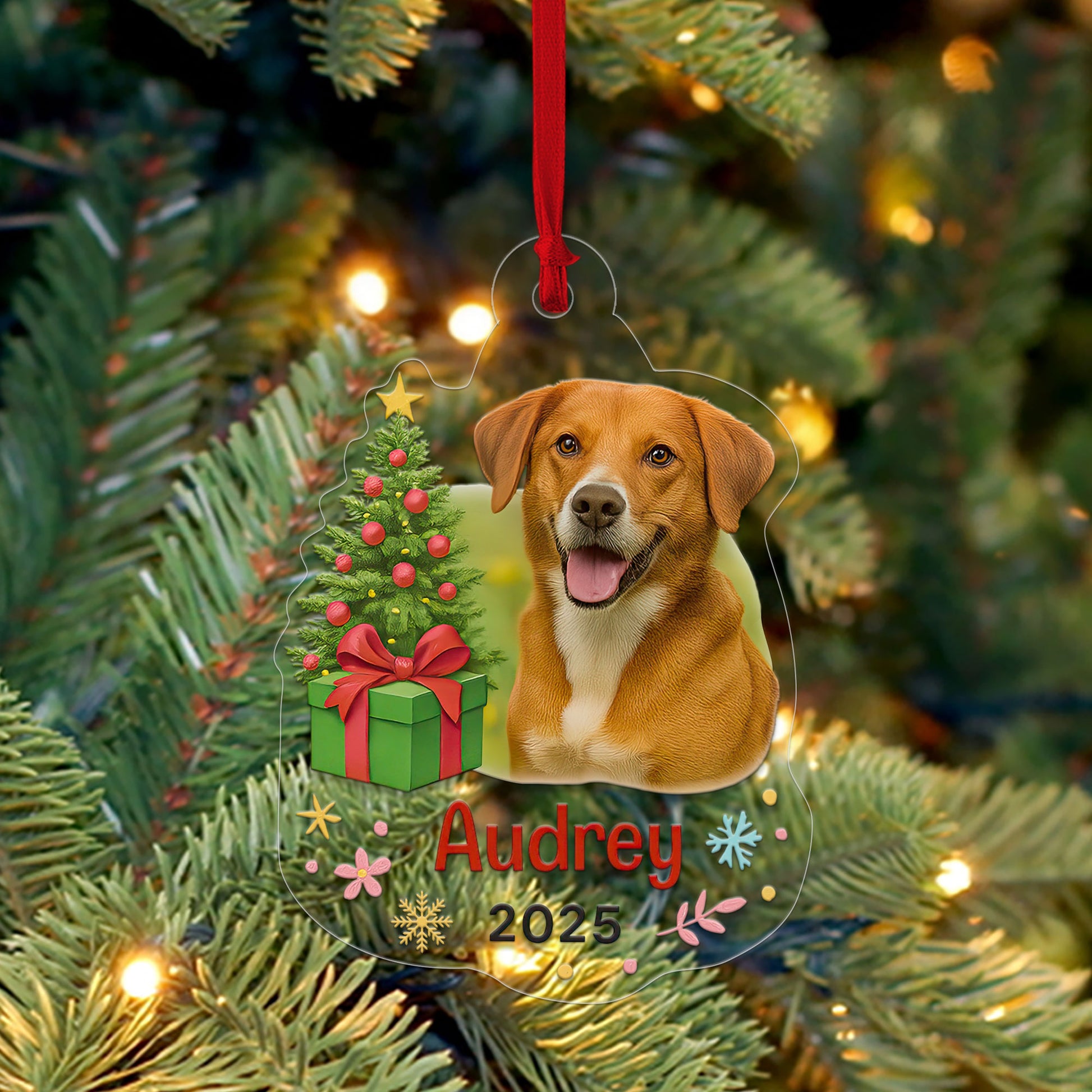Custom Photo Pet Christmas Ornament, Personalized Pet Holiday Gift, Custom Pet Memorial, Pet Lover Christmas Decor