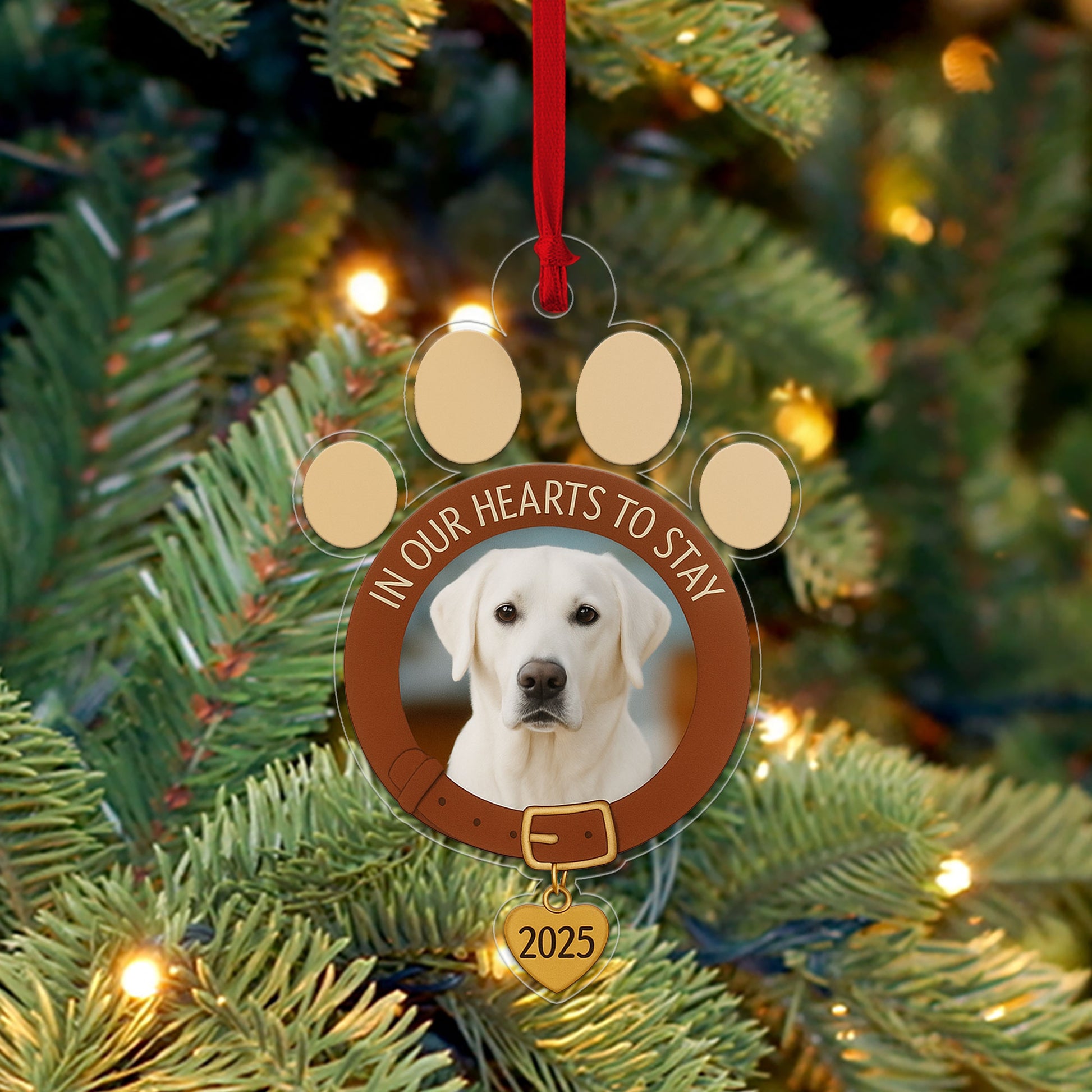 Custom Photo Pet Ornament, In Our Hearts to Stay 2025, Personalized Pet Memorial, Gift for Pet Lovers, Custom Pet Decor