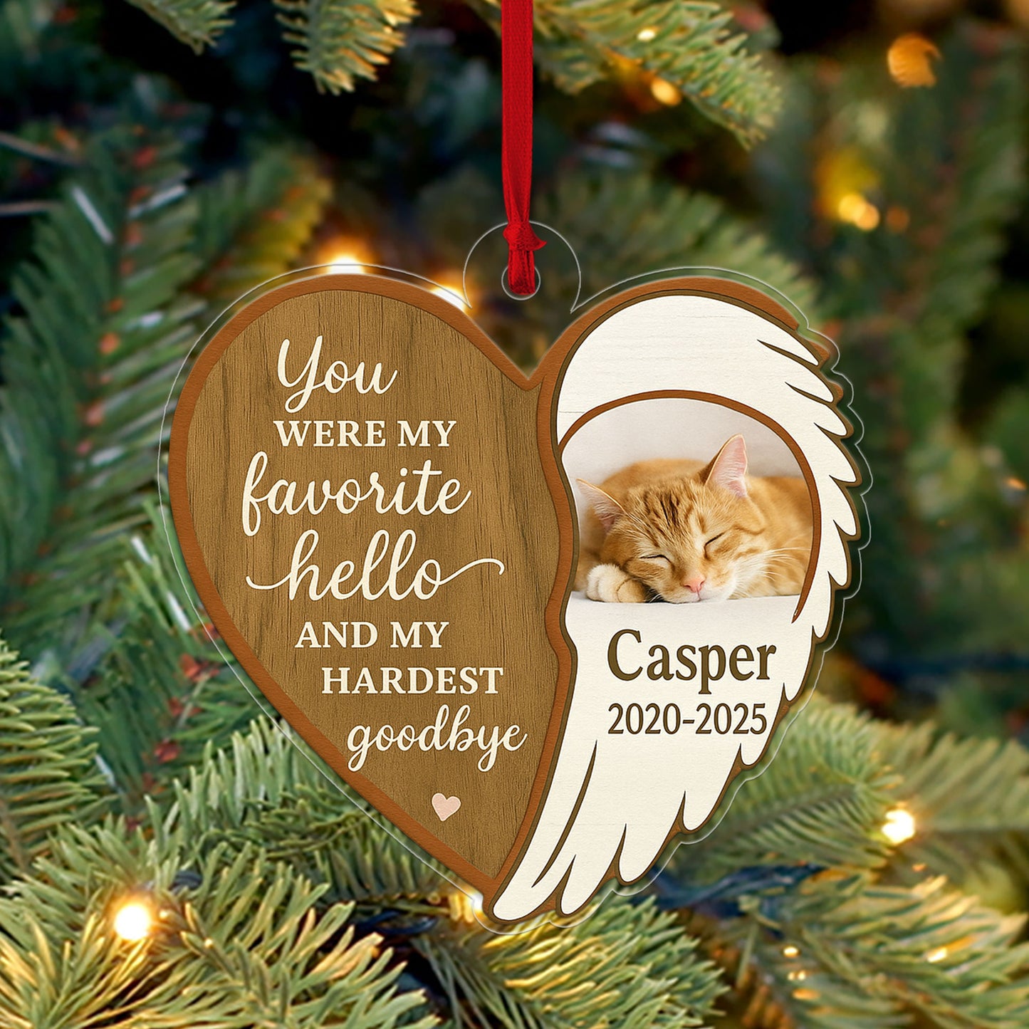 Custom Photo You Left Paw Prints In My Heart Ornament – Pet Memorial Keepsake for Dog or Cat – Personalized Pet Loss Gift Decoration