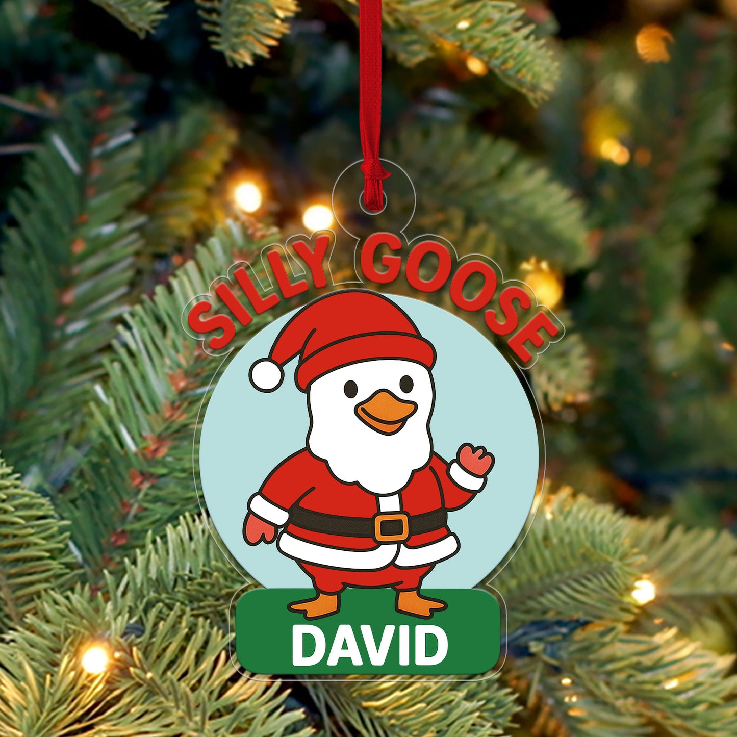 Personalized Silly Goose Christmas Acrylic Ornament, Personalized Holiday Tree Decoration Gift, Funny Animal Ornament, Meme Ornament