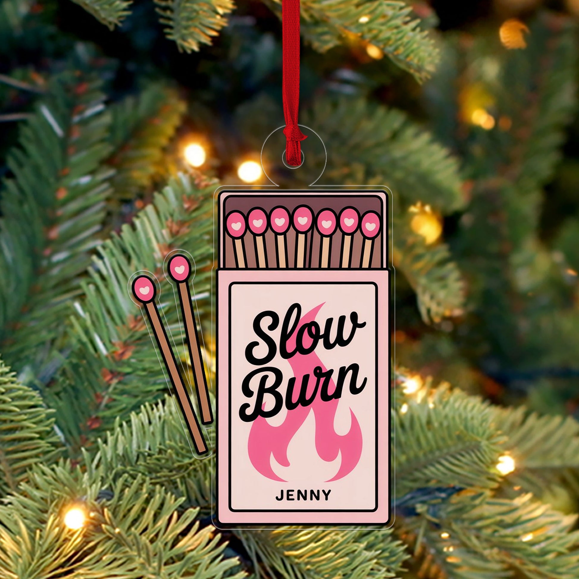 Personalized Matchbox Slow Burn Acrylic Ornament, Christmas Decor, Personalized Christmas Tree Decoration, Gifts For Smokers