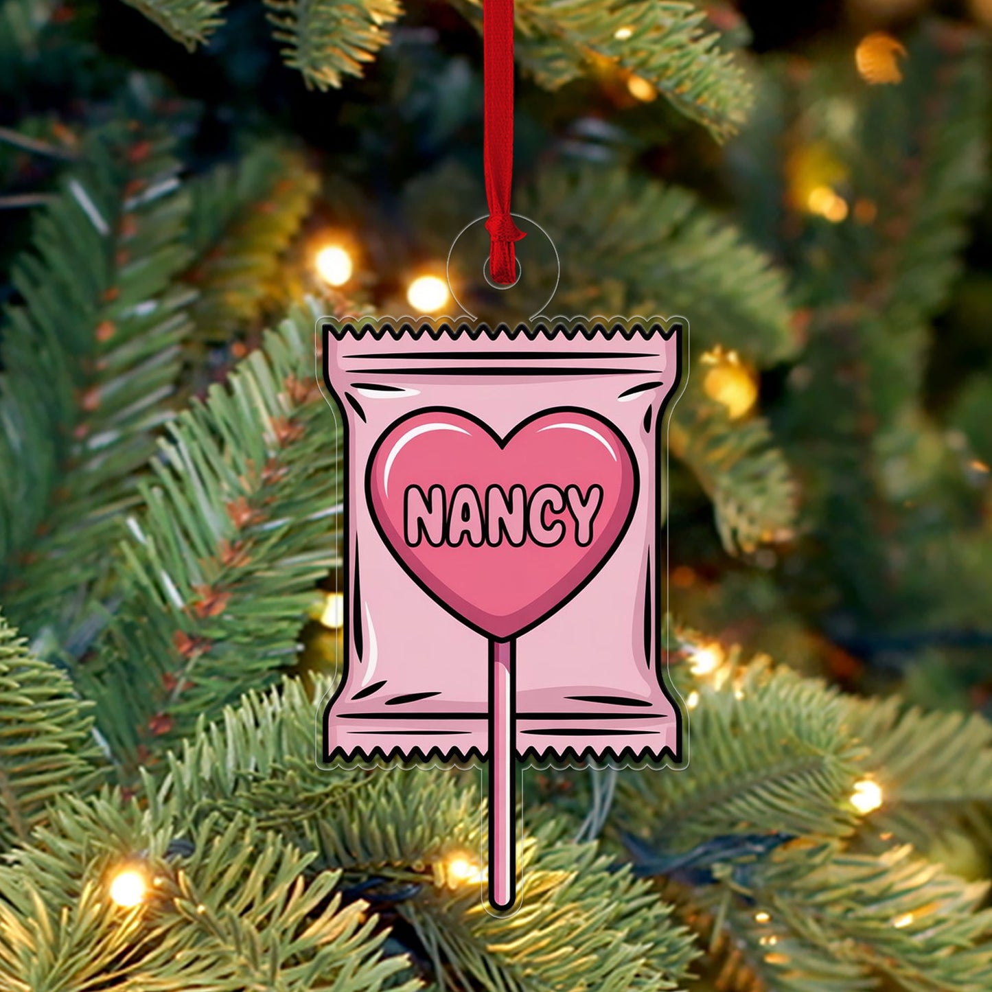 Personalized Sweet Candy Acrylic Ornament, Christmas Decor, Christmas Candy Acrylic Ornament, Gift For Sweetie, Gift For Daughter