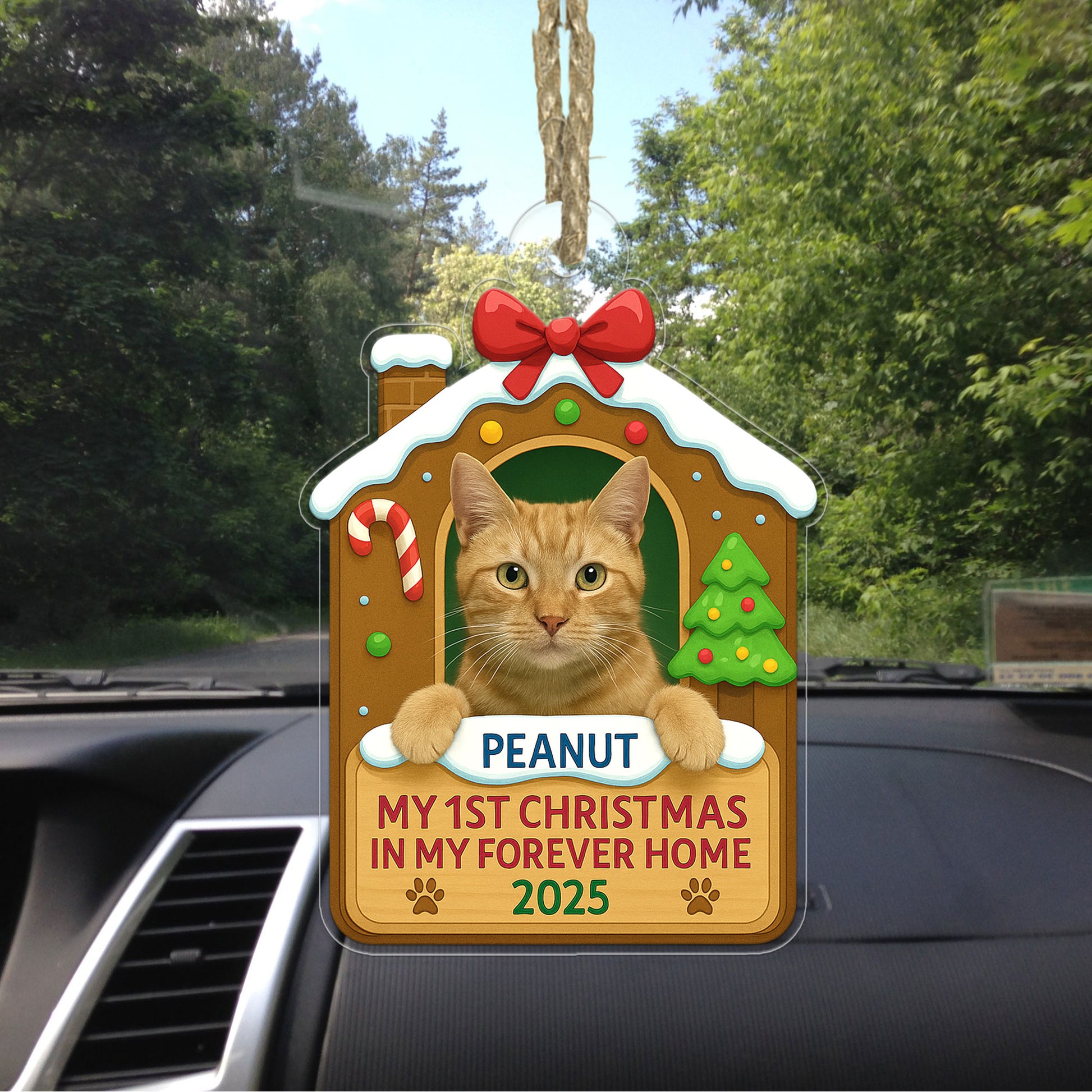 Custom Photo My 1st Christmas In My Forever Home Ornament – Personalized Pet Adoption Keepsake – New Pet Holiday Gift Decoration