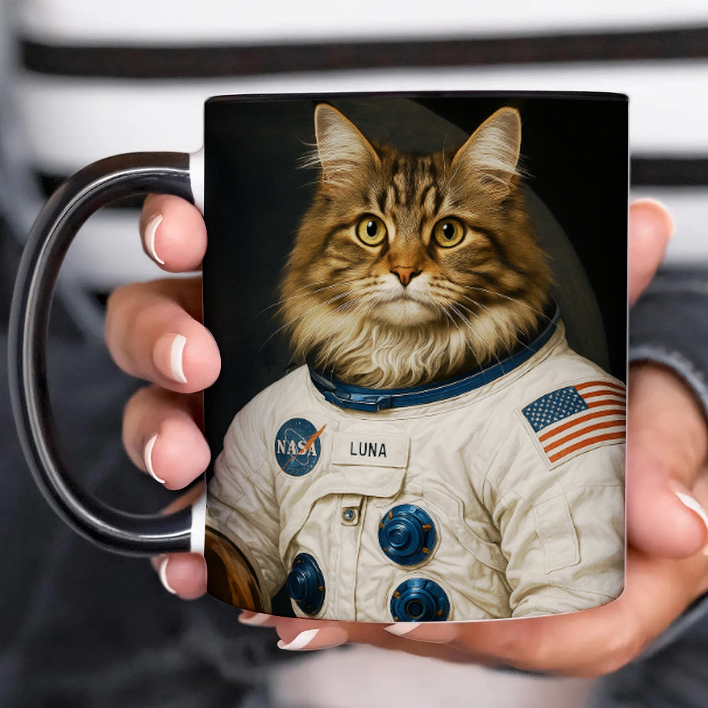 Custom Photo Cat Astronaut Mug _ Gift For Cat Lovers