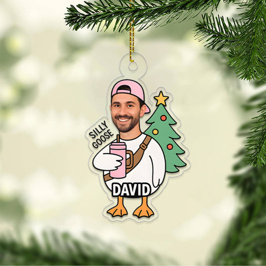 Custom Photo Silly Goose Ornament, Personalized Photo Gift, Funny Goose Decoration, Christmas Photo Ornament