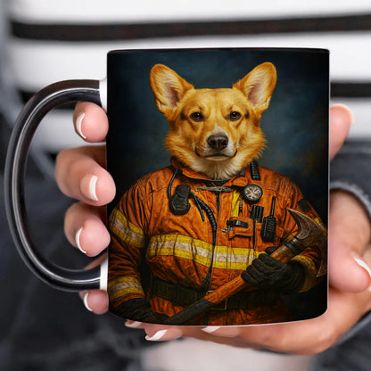 Custom Dog Photo Firefighter Mug _ Gift For Dog Lovers