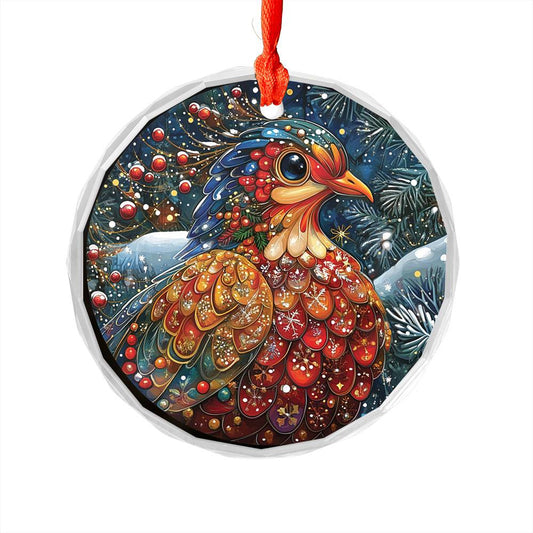 Beautiful Dove Christmas Night Design 2 Glass Ornament