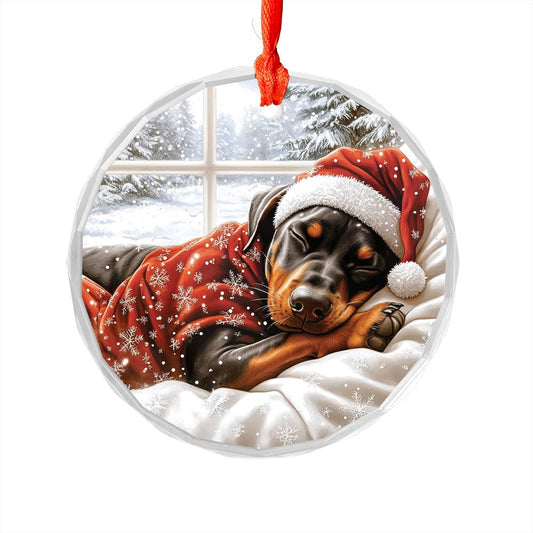 Doberman Pinscher Dog Sleeping In Bed Design 1